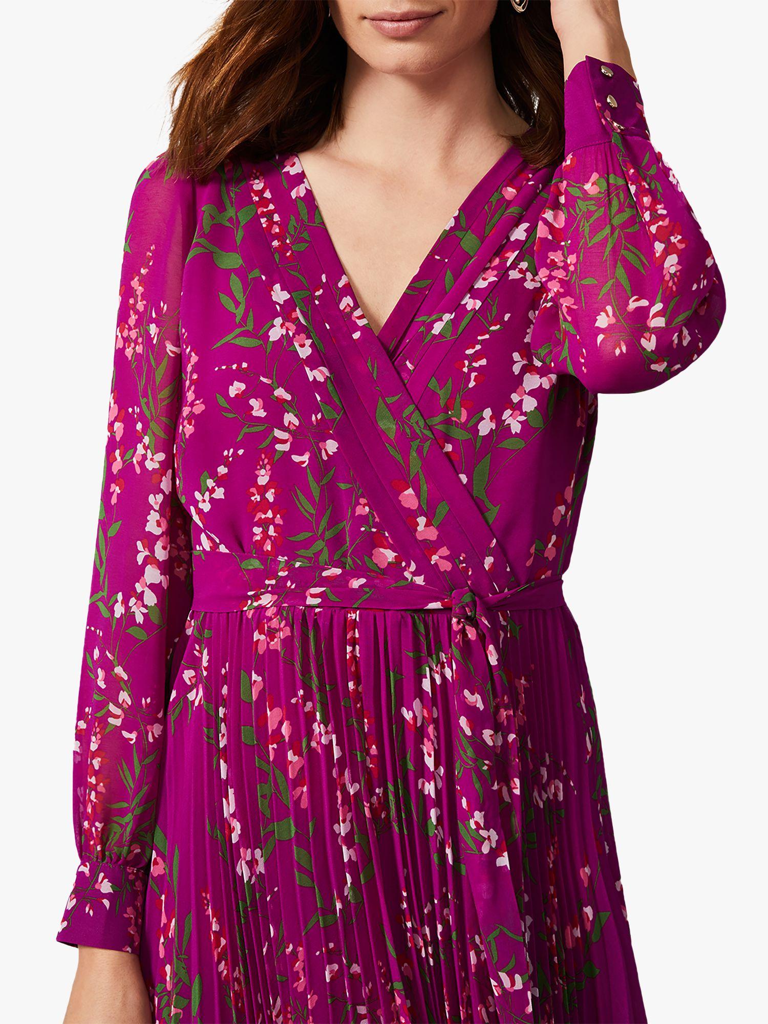 Phase Eight Synthetic Carmen Pleated Floral Dress in Bright Plum (Purple) -  Save 20% - Lyst