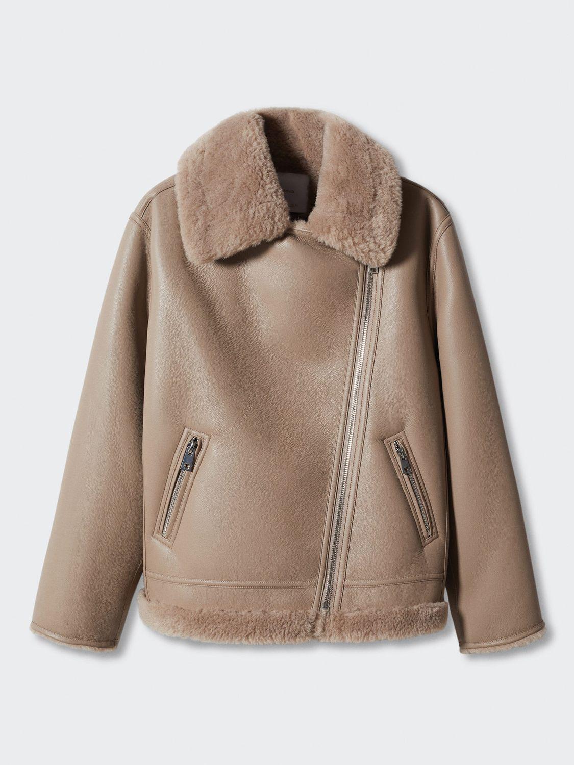 Faux leather biker jacket with faux shearling clearance lining