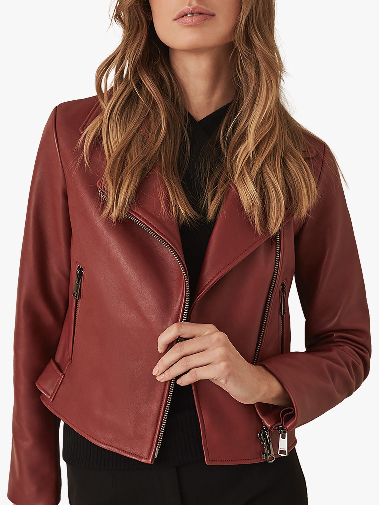 reiss red leather jacket
