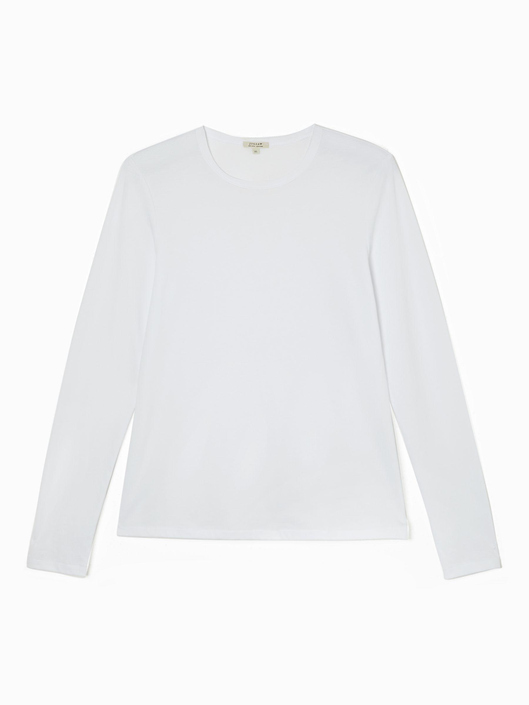 Jigsaw Supima Cotton Long Sleeve T-shirt in White | Lyst UK