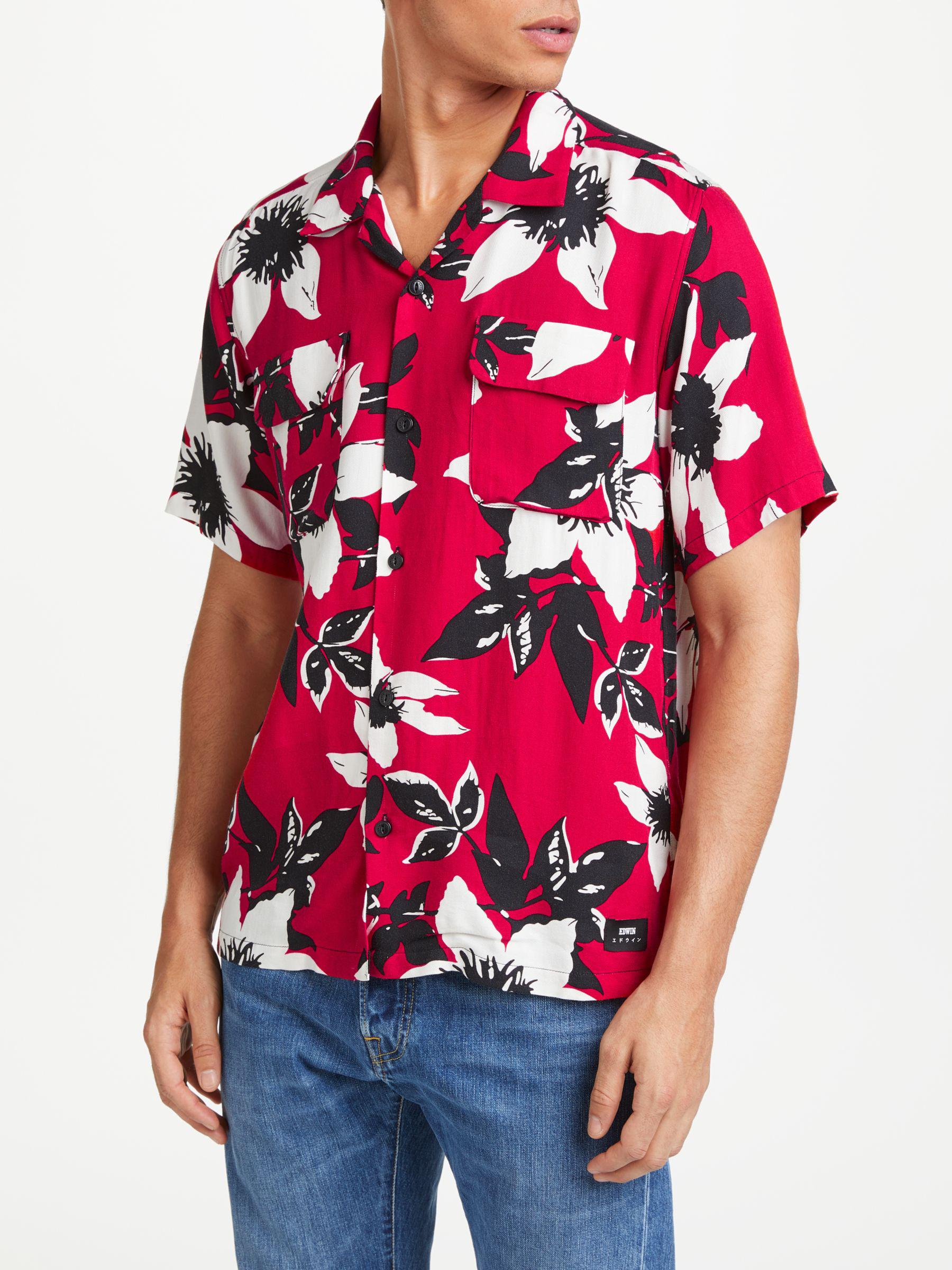 Edwin Red Floral Rayon Short Sleeve Garage Shirt