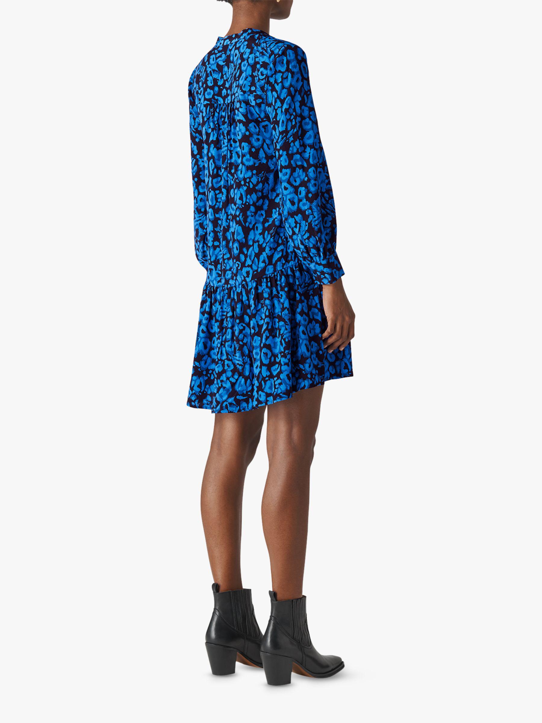 whistles jungle cat dress blue