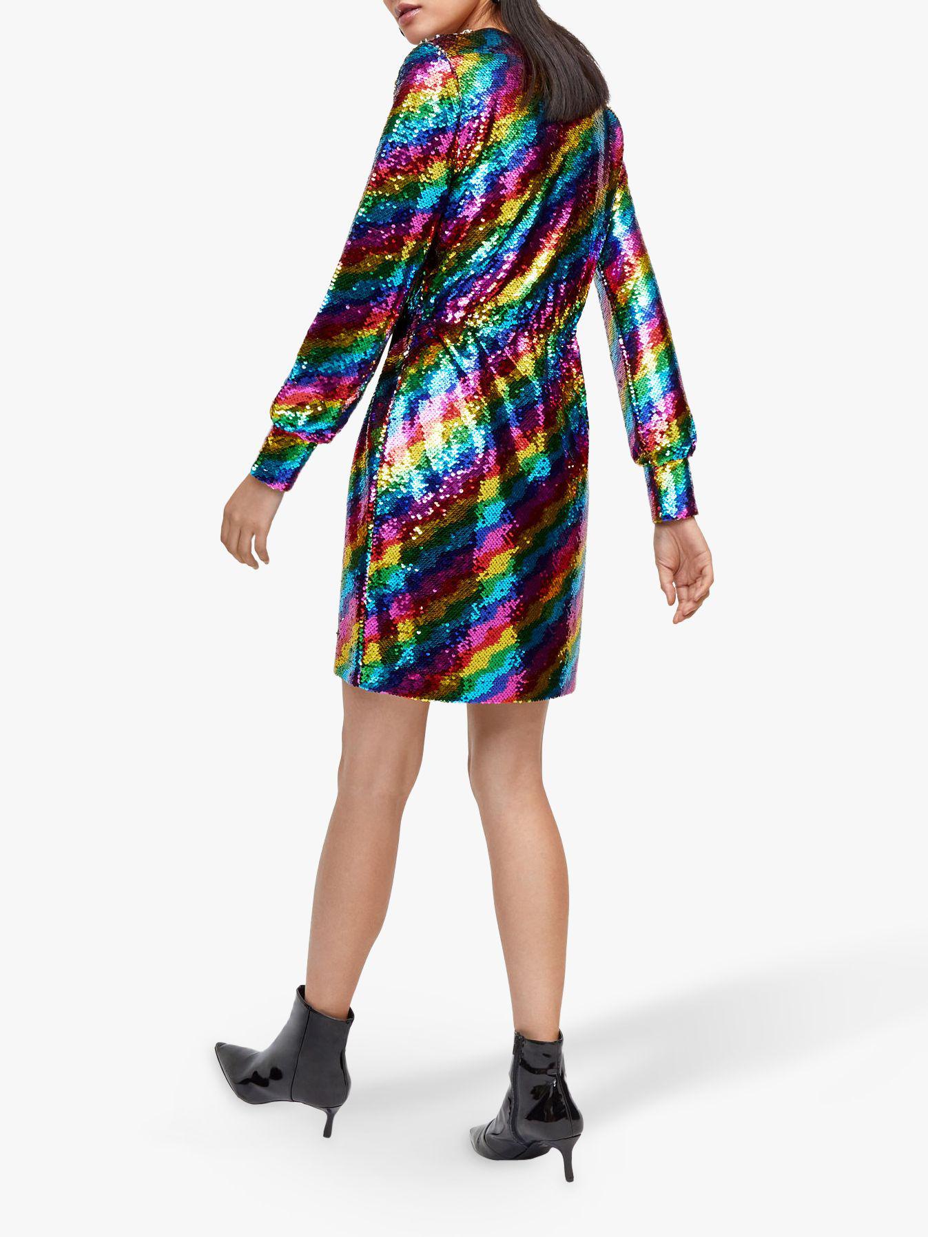 warehouse rainbow wrap dress