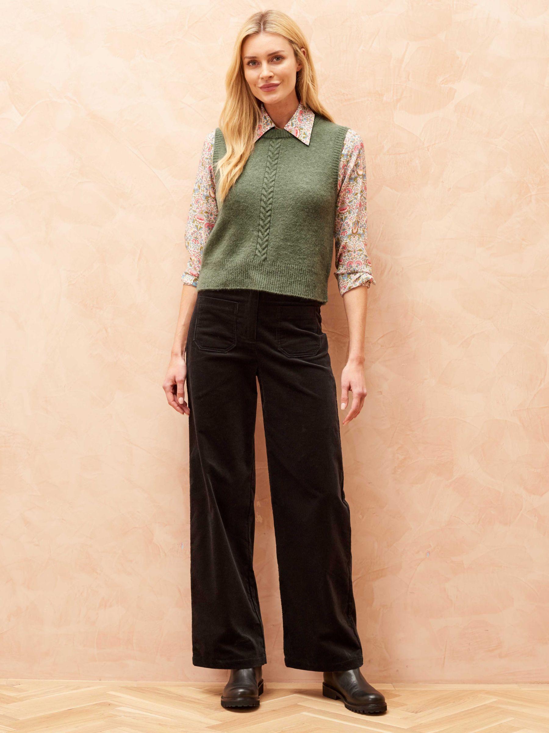 Brora Corduroy Wide Leg Trousers in Natural | Lyst UK