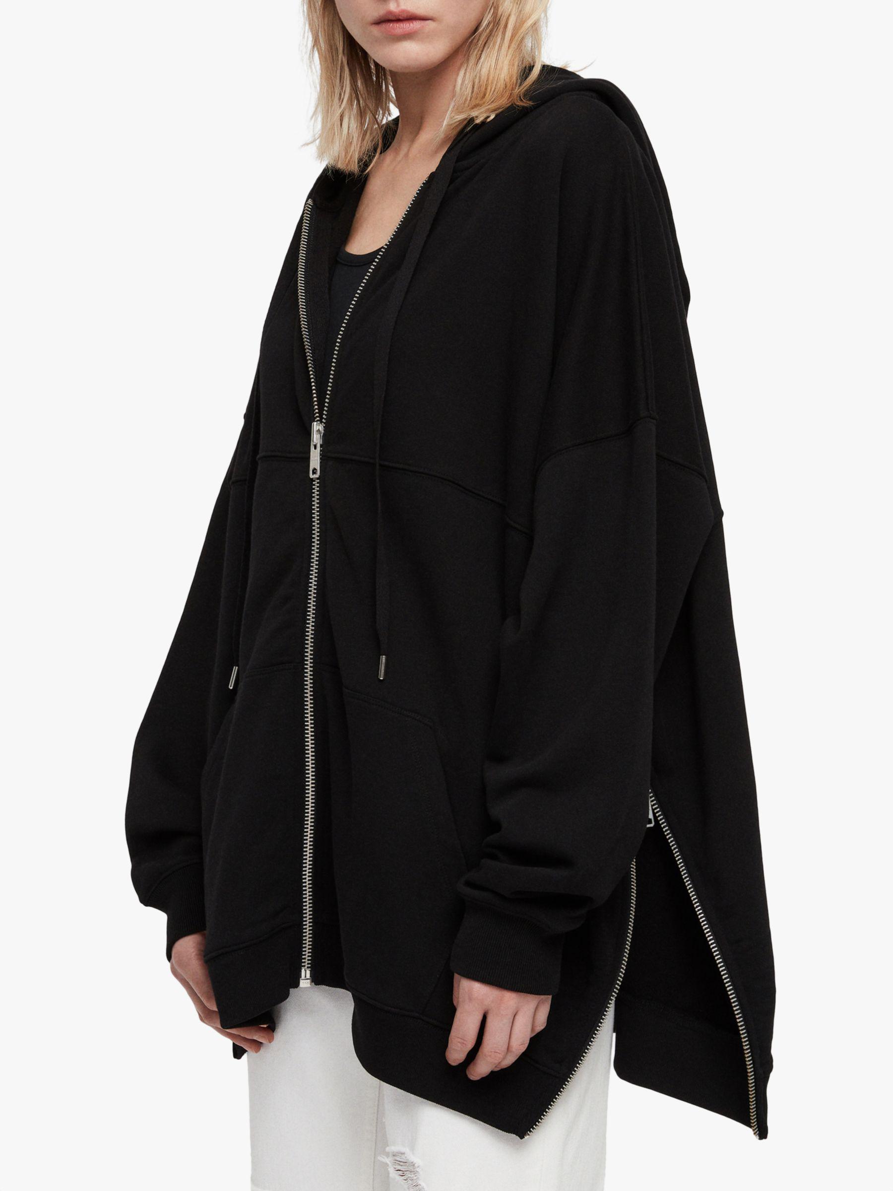 AllSaints Bella Oversized Zip Up Hoodie in Black | Lyst UK
