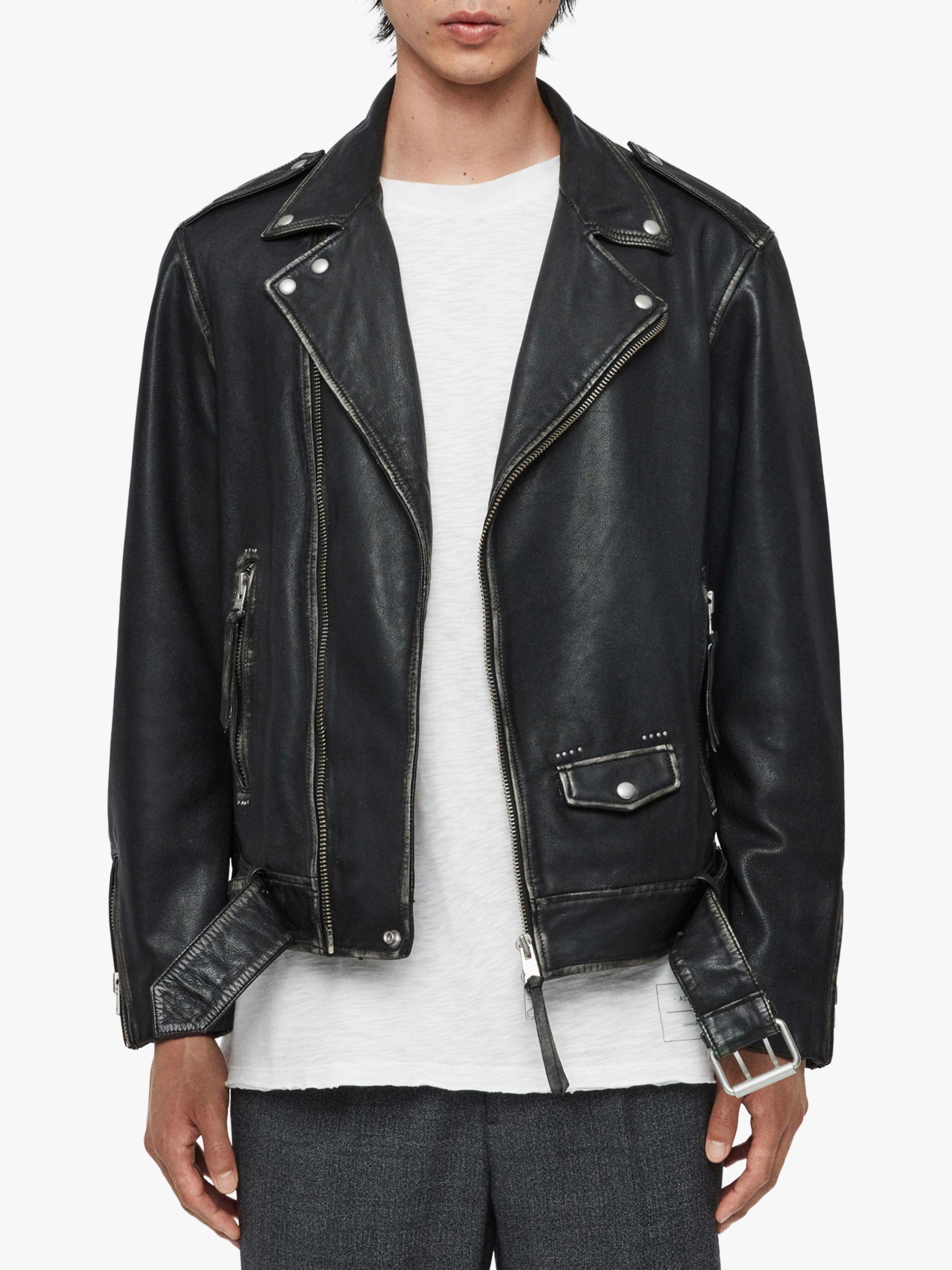AllSaints Hawley Leather Biker Jacket in Black for Men - Lyst