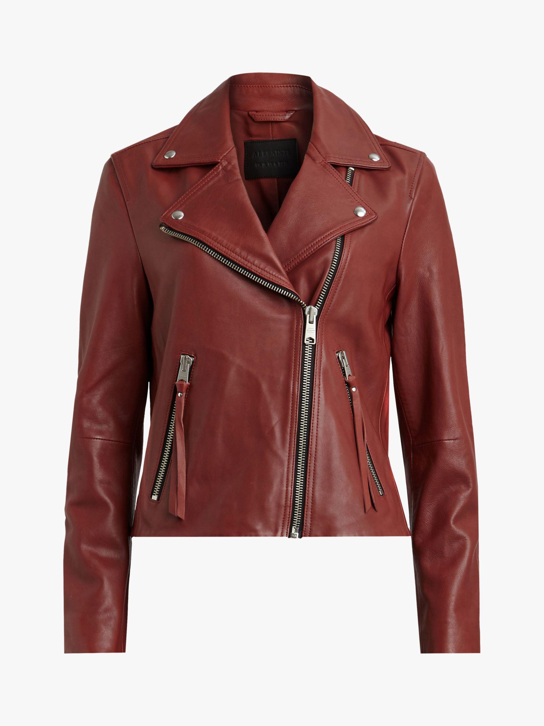AllSaints Leather Dalby Biker Jacket in Brick Red (Red) - Lyst