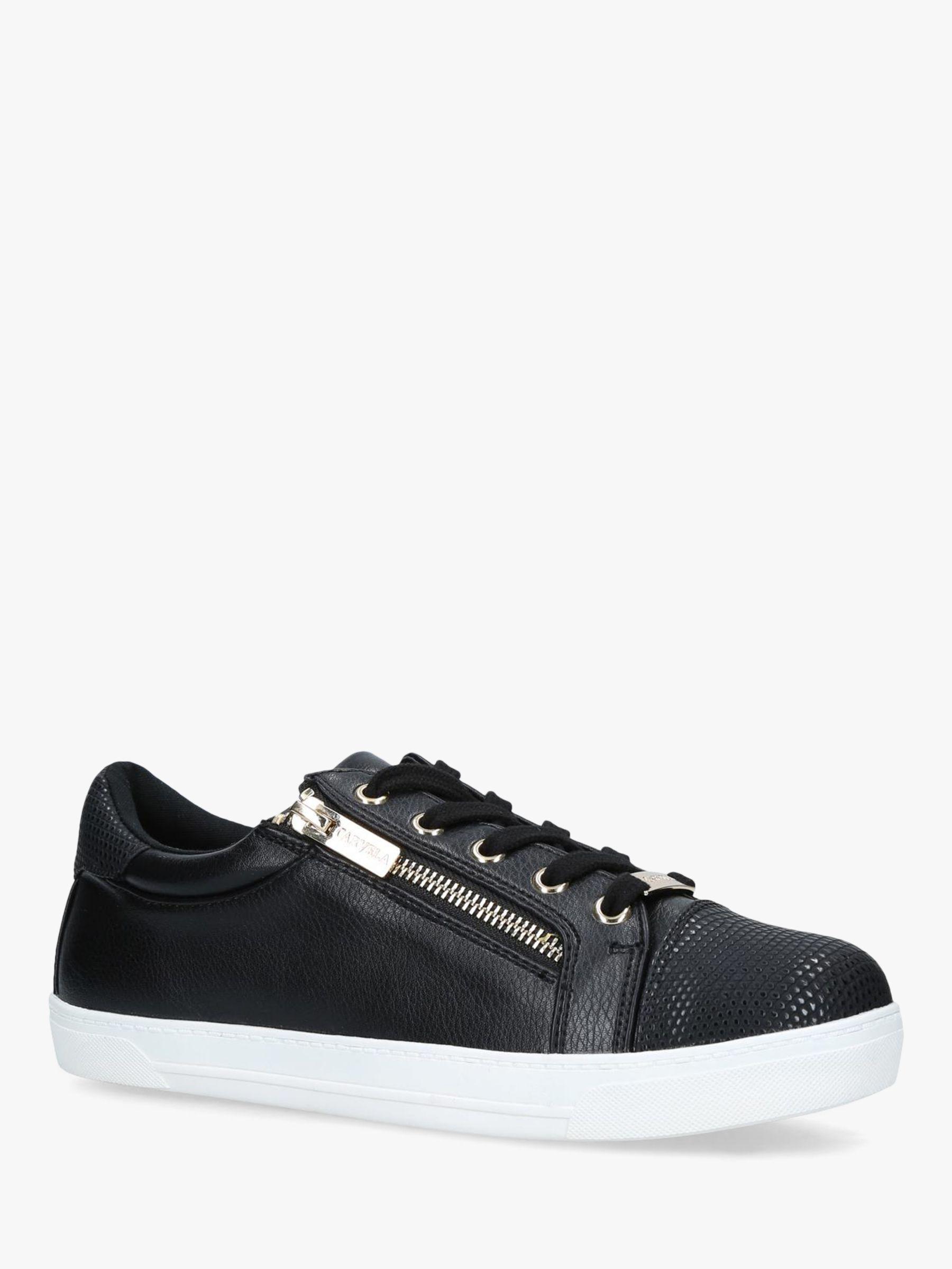 Carvela Kurt Geiger Jagged Zip-detail Faux-leather Trainers in Black - Lyst