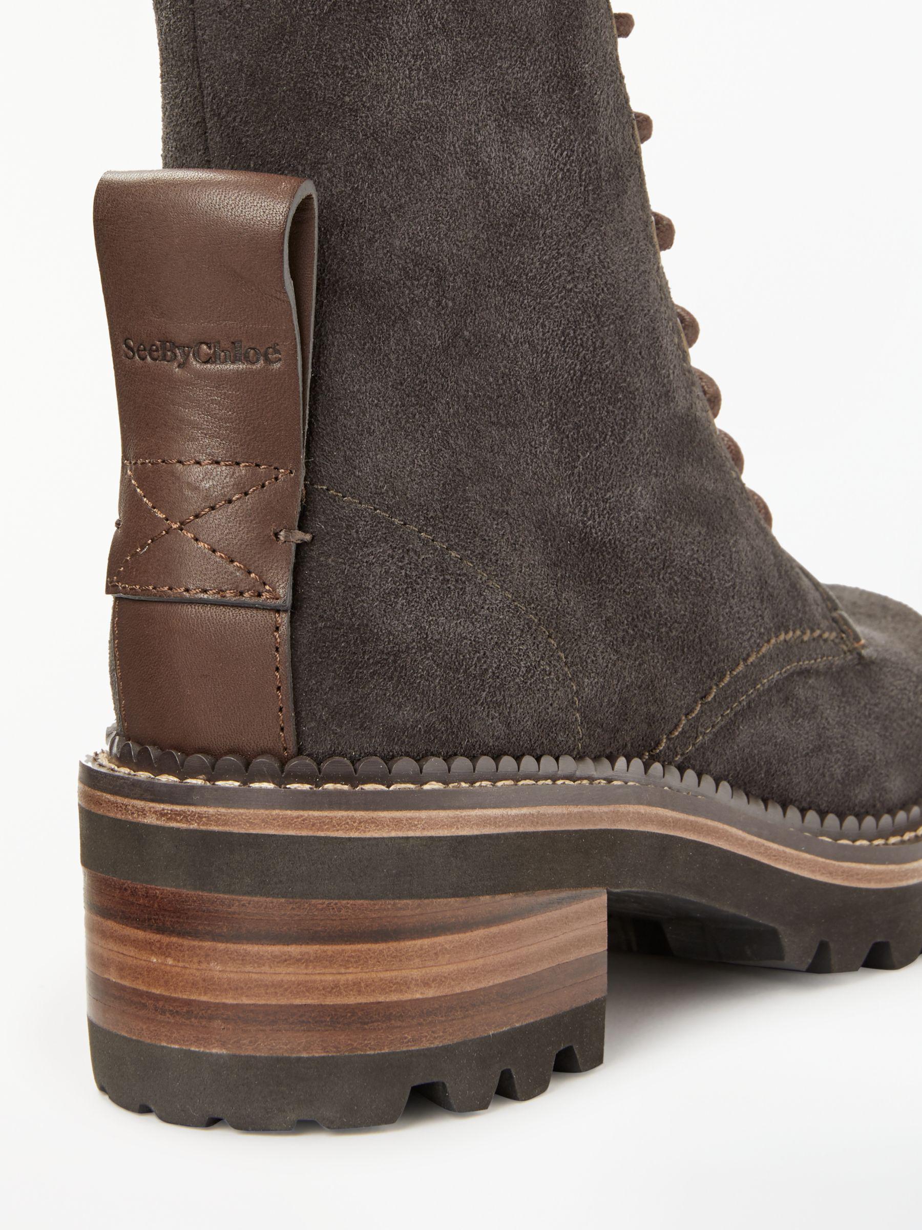 See By Chloé Mozart Suede Lace-up Ankle Boots in Dark Grey (Grey) - Lyst