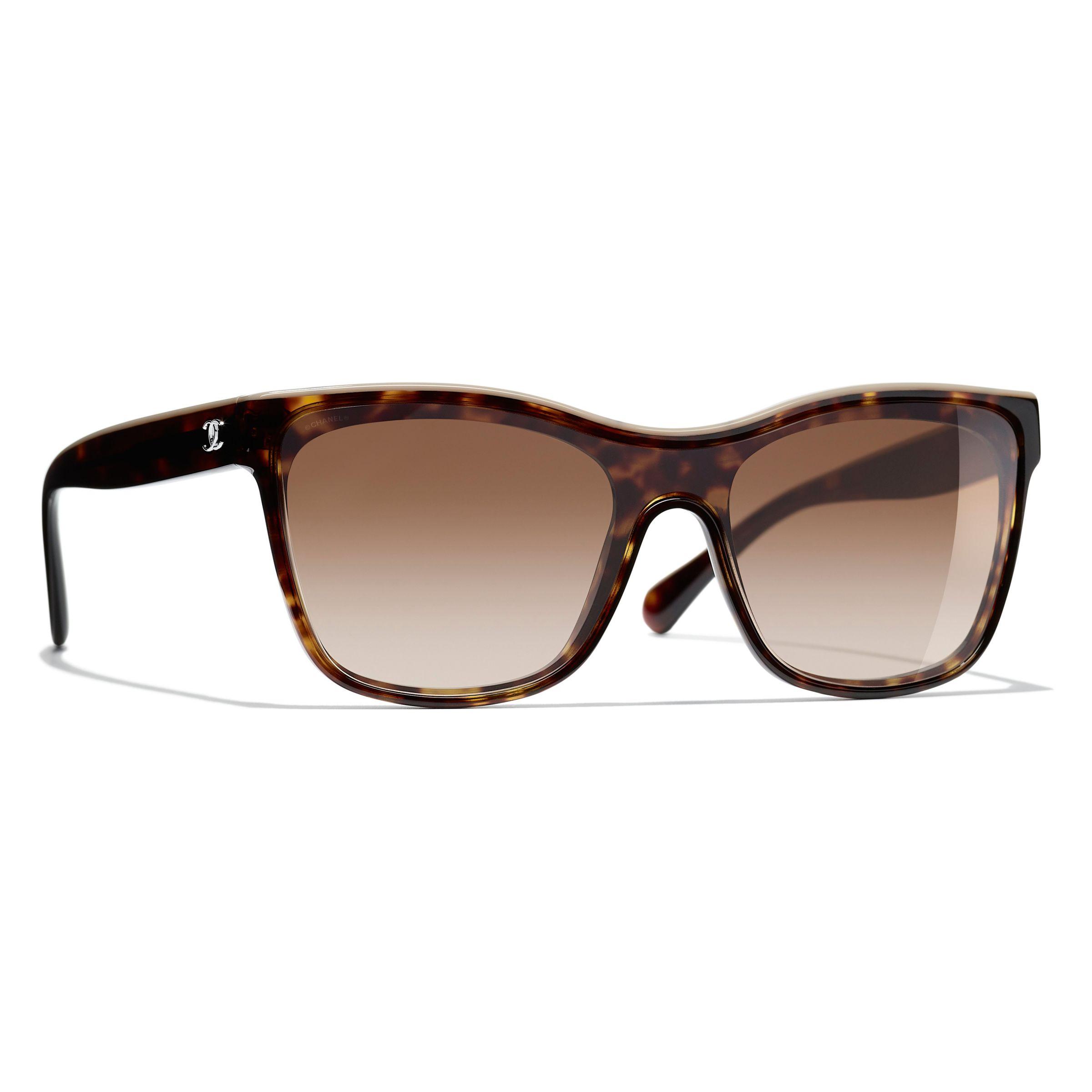 CHANEL Oval Sunglasses CH5414 Black/Grey at John Lewis & Partners