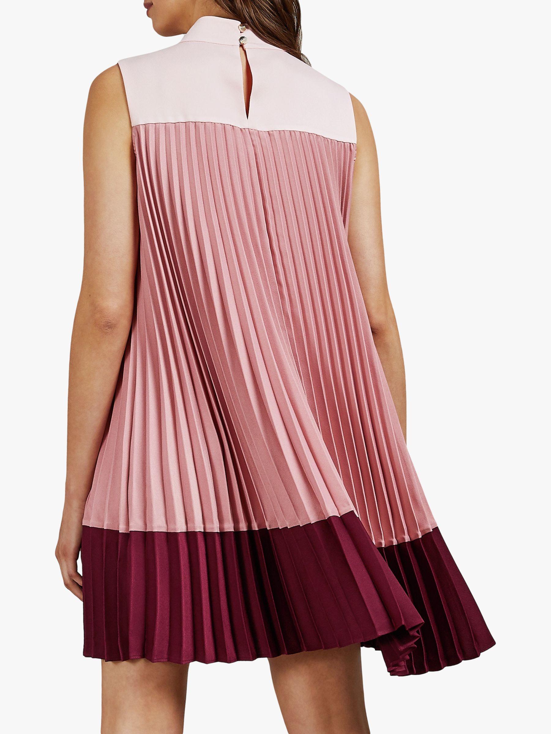 Ted Baker Ombraya Ombré Pleated High Neck Dress in Red | Lyst UK