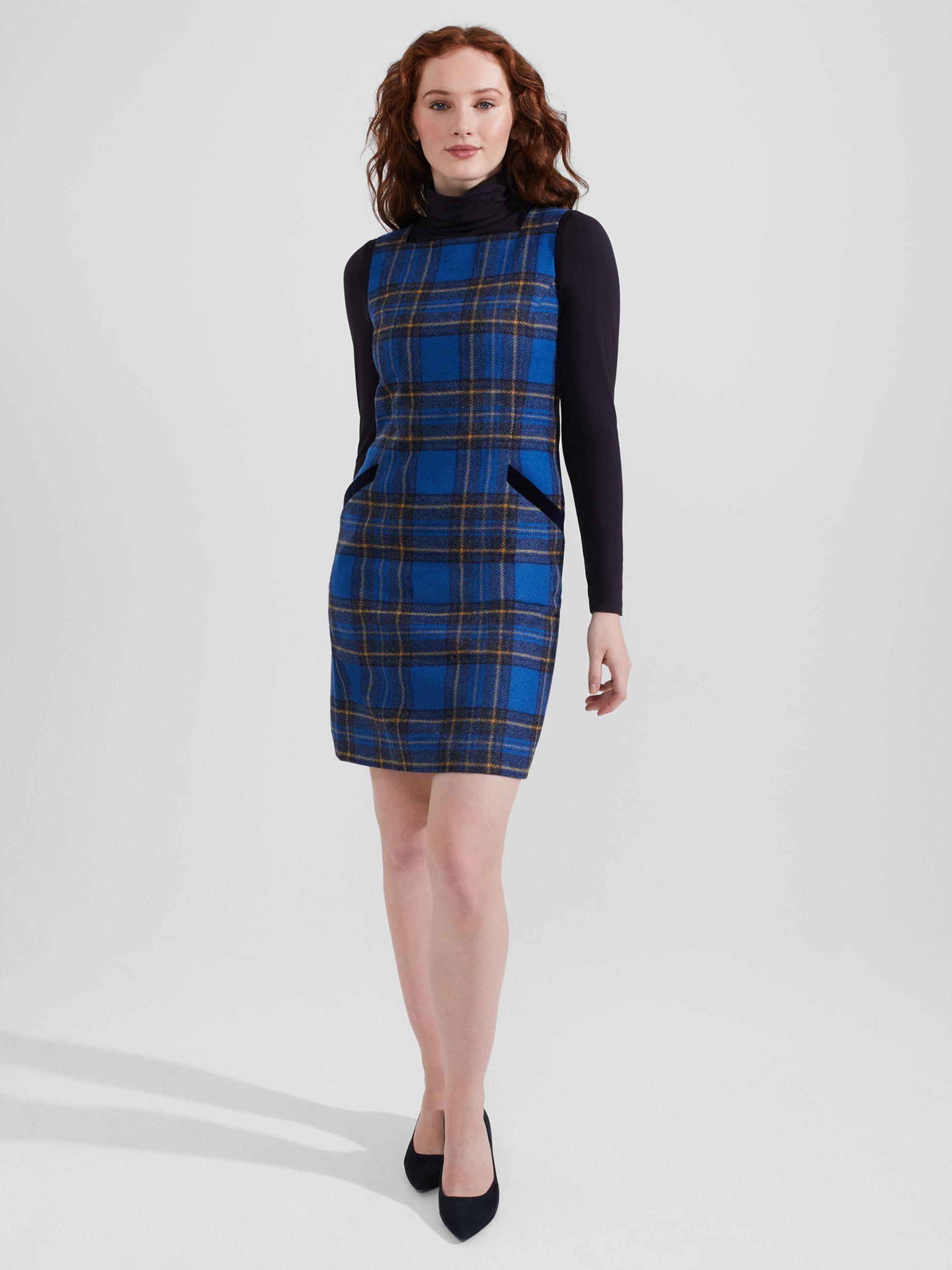 Hobbs Petite Maven Check Wool Dress in Blue Lyst UK
