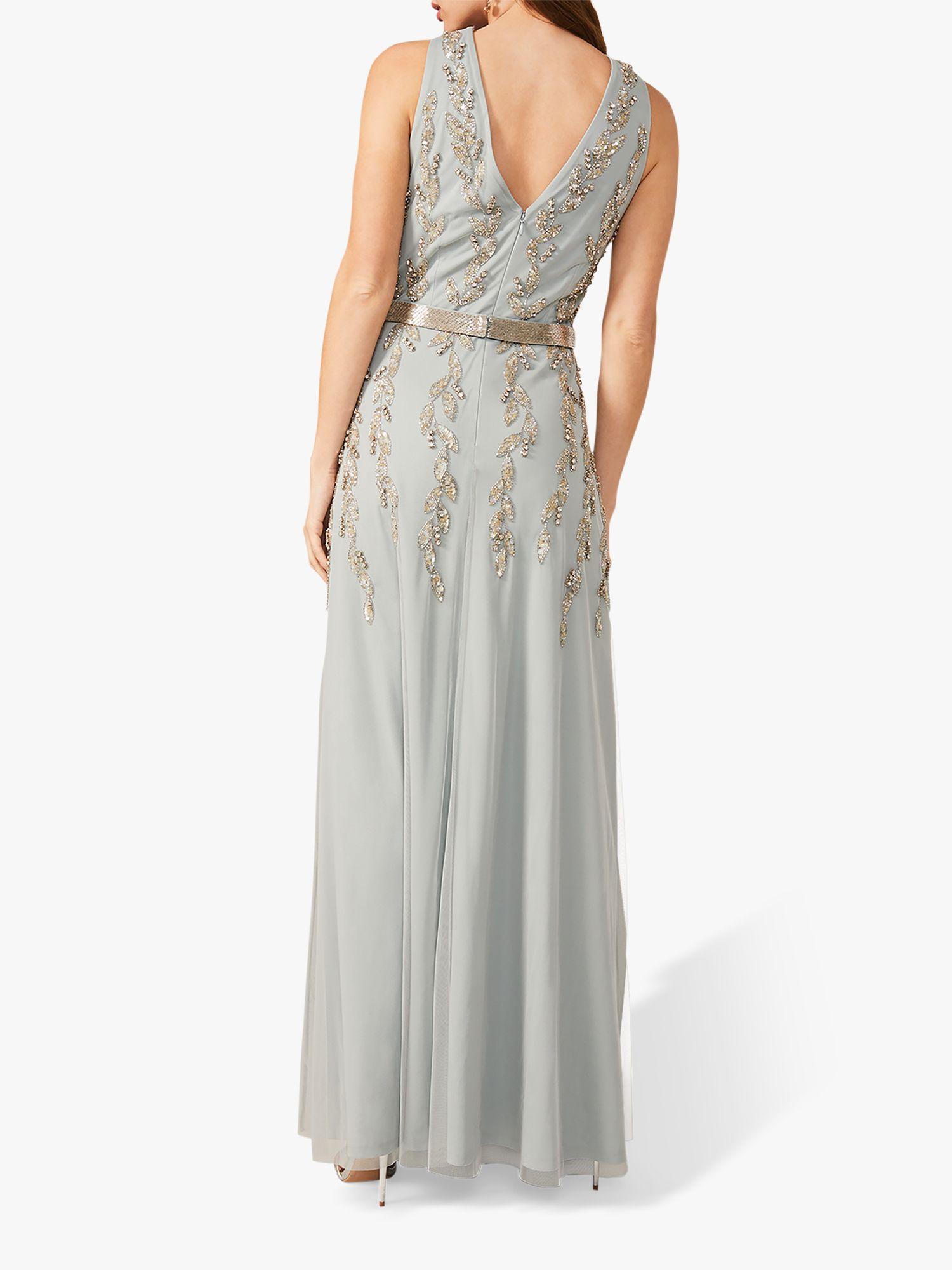 Filigree beaded blouson dress with v neck cheap