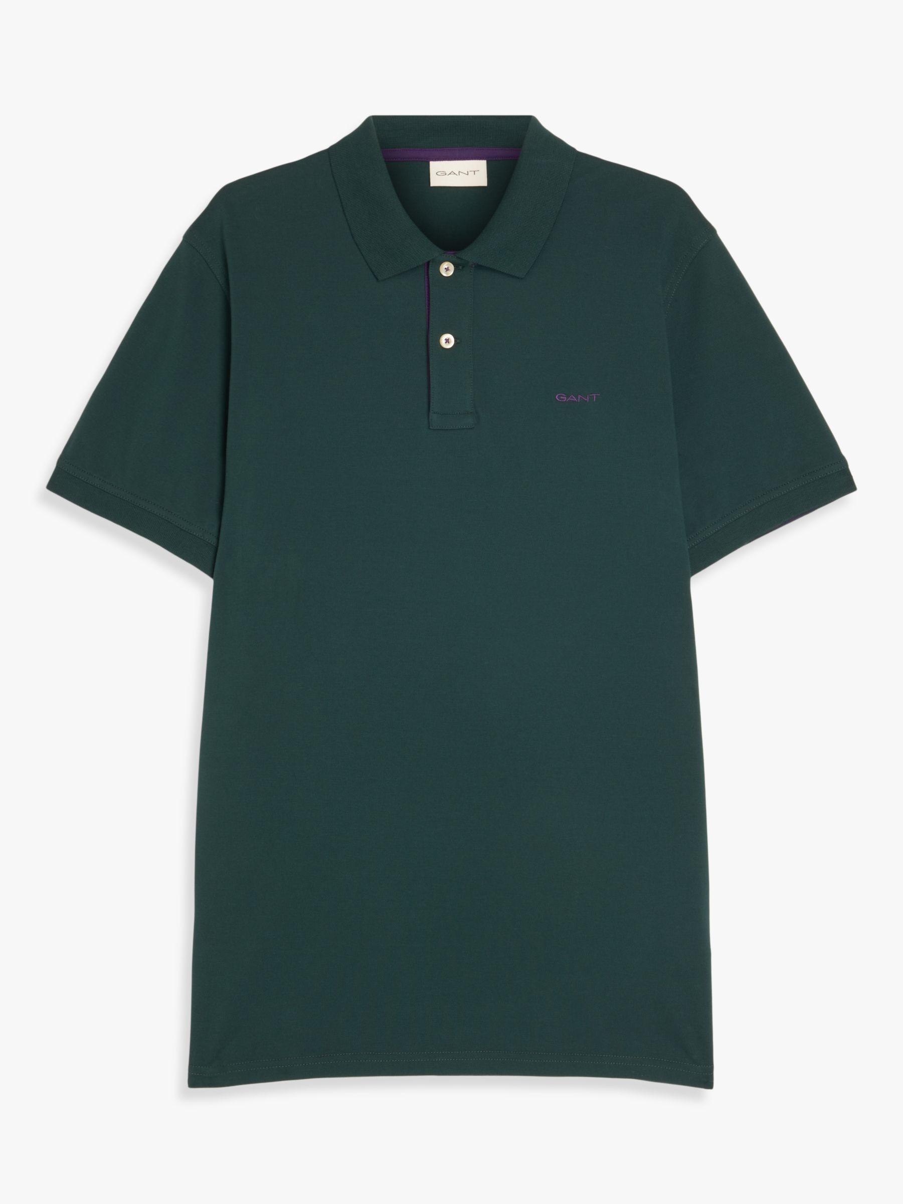GANT Piqué Textured Contrast Short Sleeve Polo Shirt in Green for Men |  Lyst UK