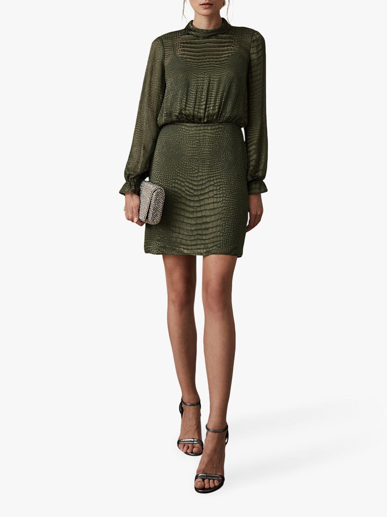 Reiss Silk Renata Snake Burnout Dress 