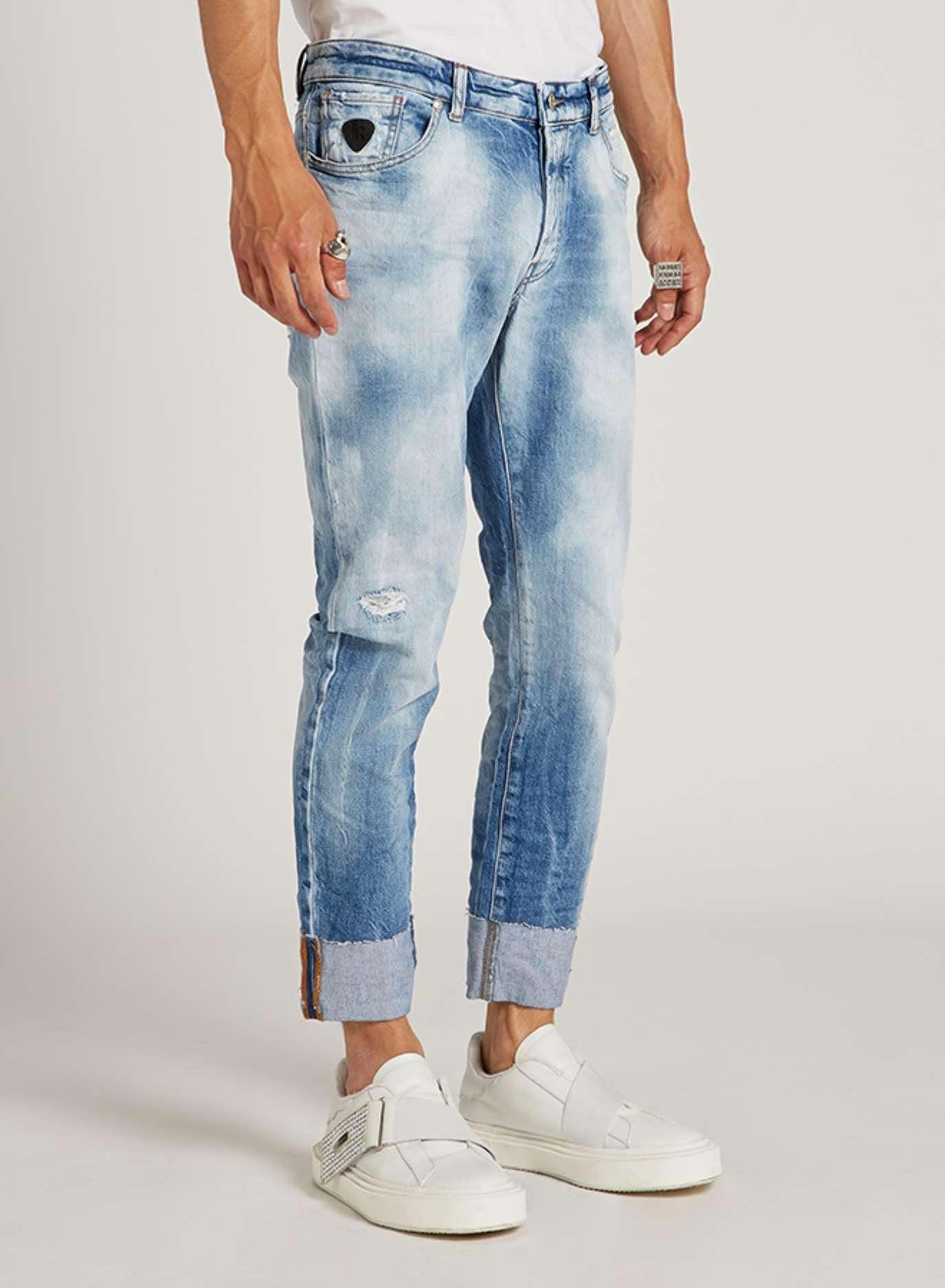 John Richmond High-waist Jeans With Appliqué in Blue for Men | Lyst