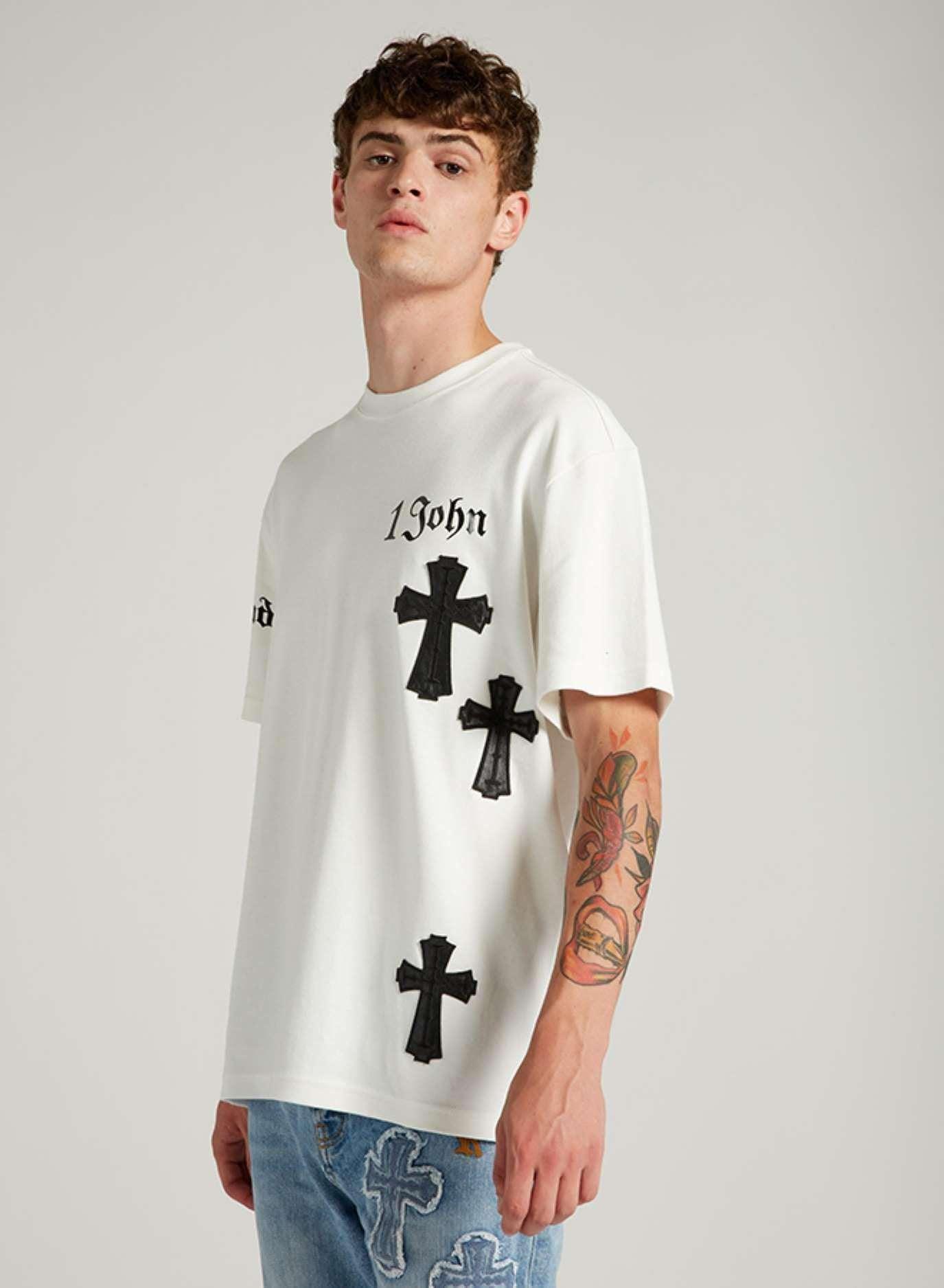 Bog Orange hand John Richmond T-shirt With Large Crosses in White for Men | Lyst