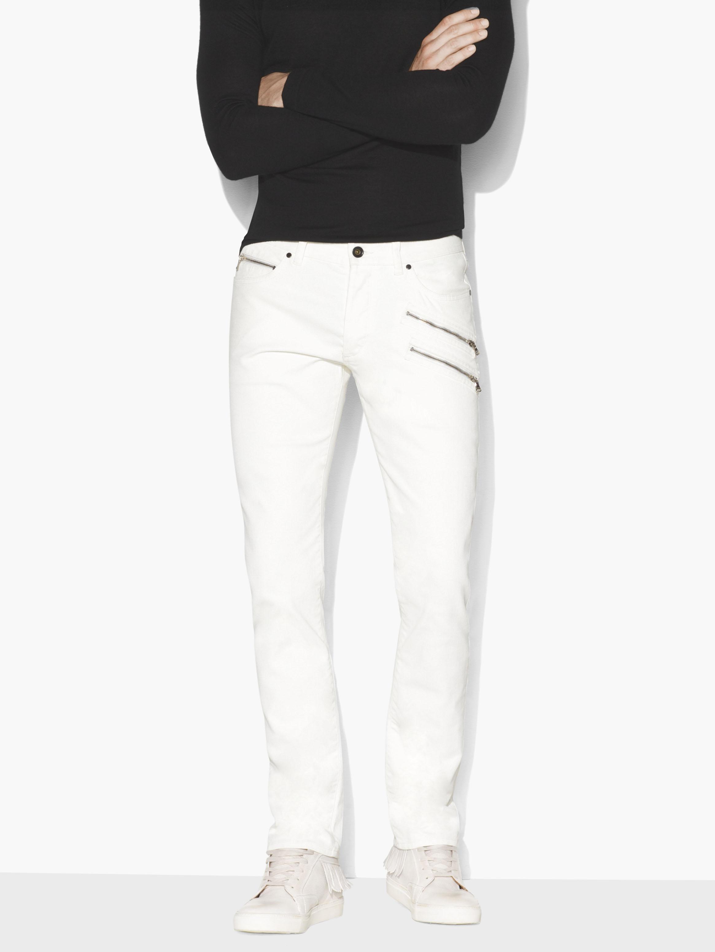 John Varvatos Denim Zip-pocket Chelsea Jean in White for Men - Lyst