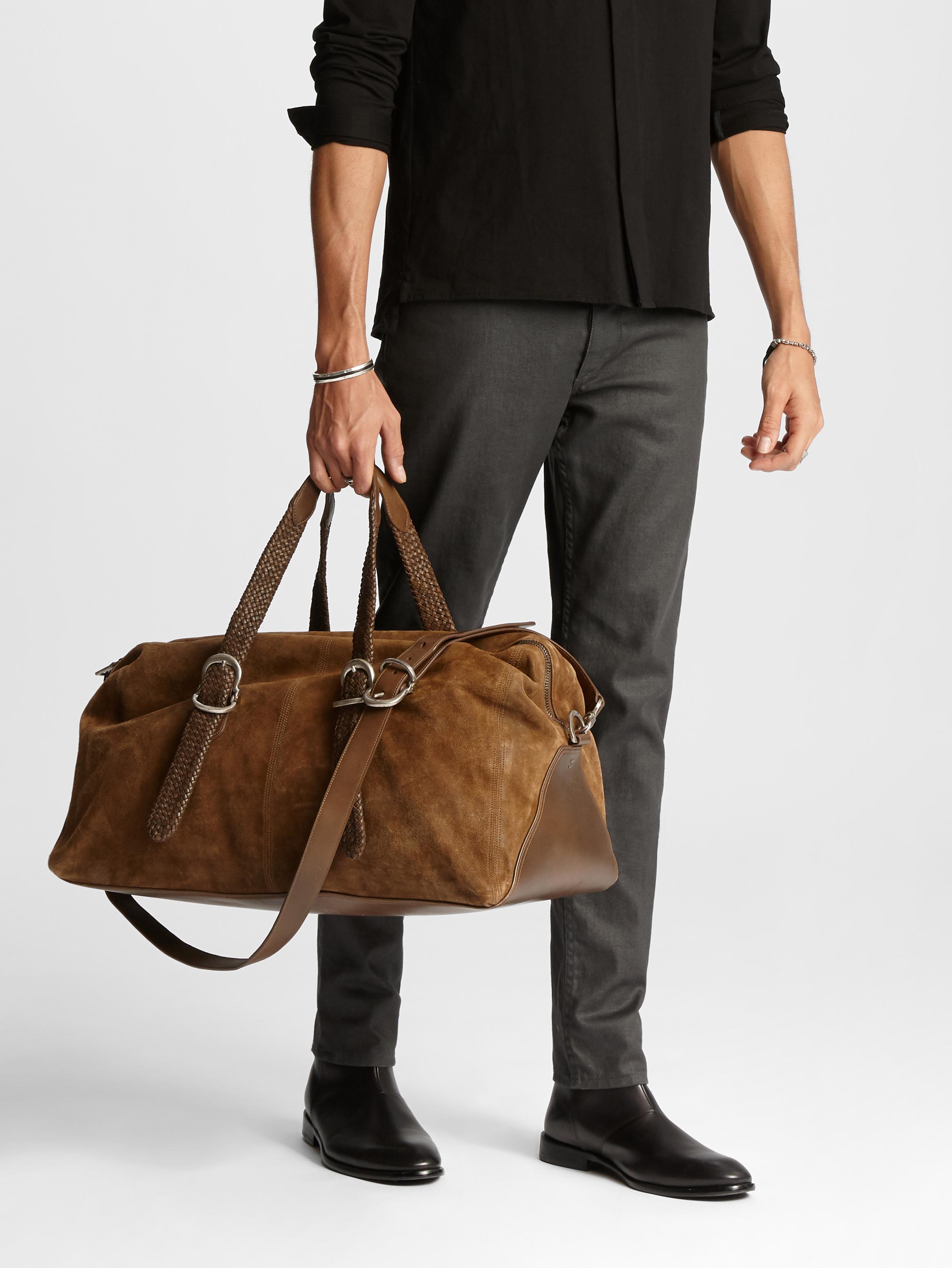 suede duffle bag