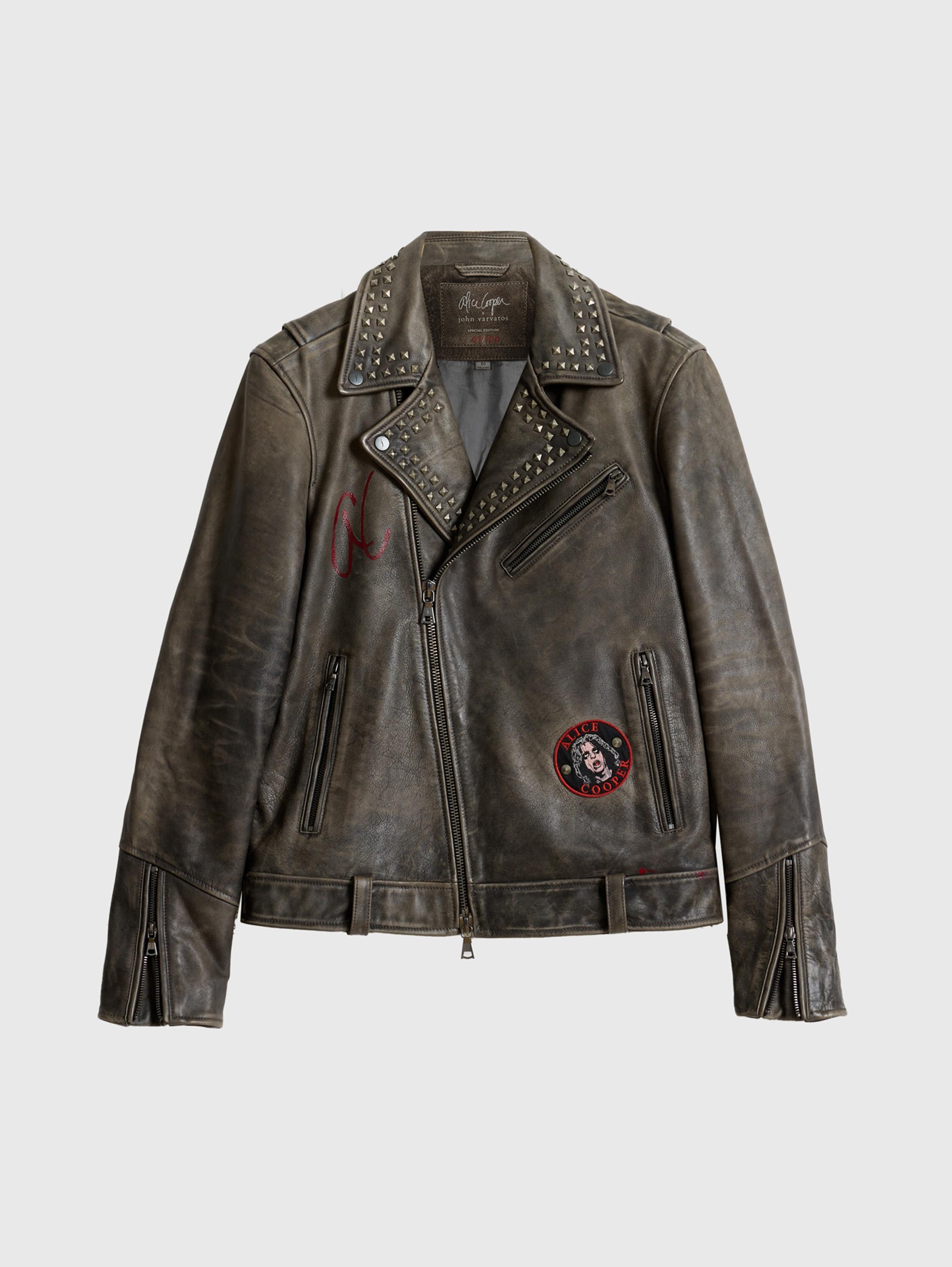 John Varvatos Alice Cooper Leather Biker for Men Lyst Australia