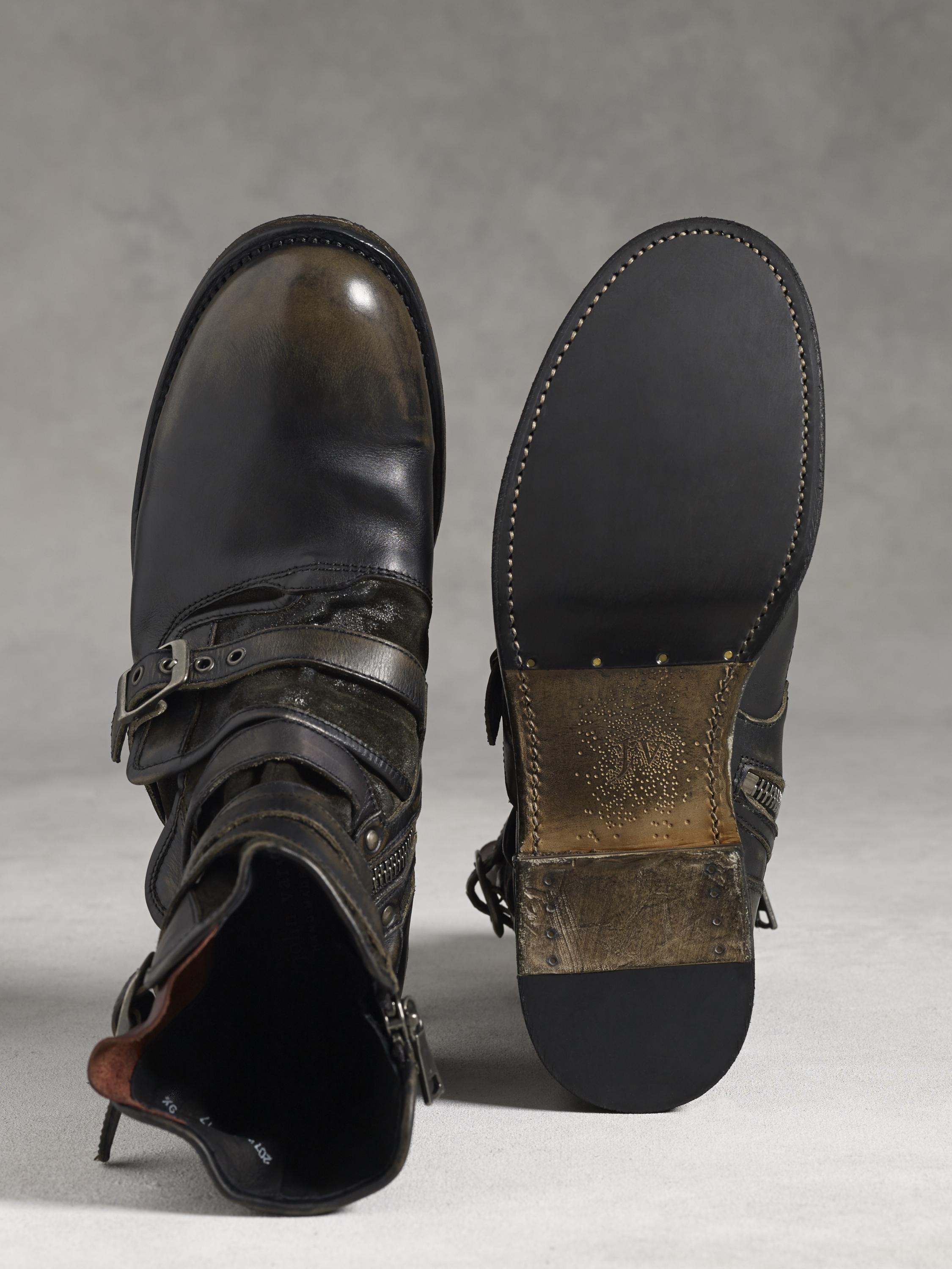 John Varvatos Engineer Triple Buckle Boots in Gray for Men Lyst