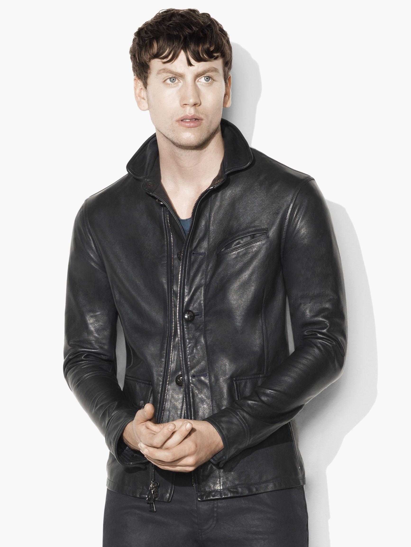 Leather jacket with clearance buttons