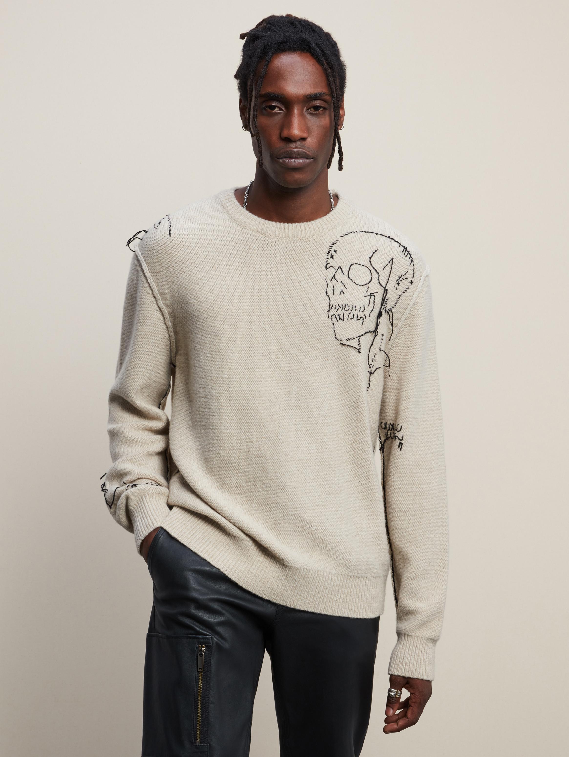 white crew neck sweaters