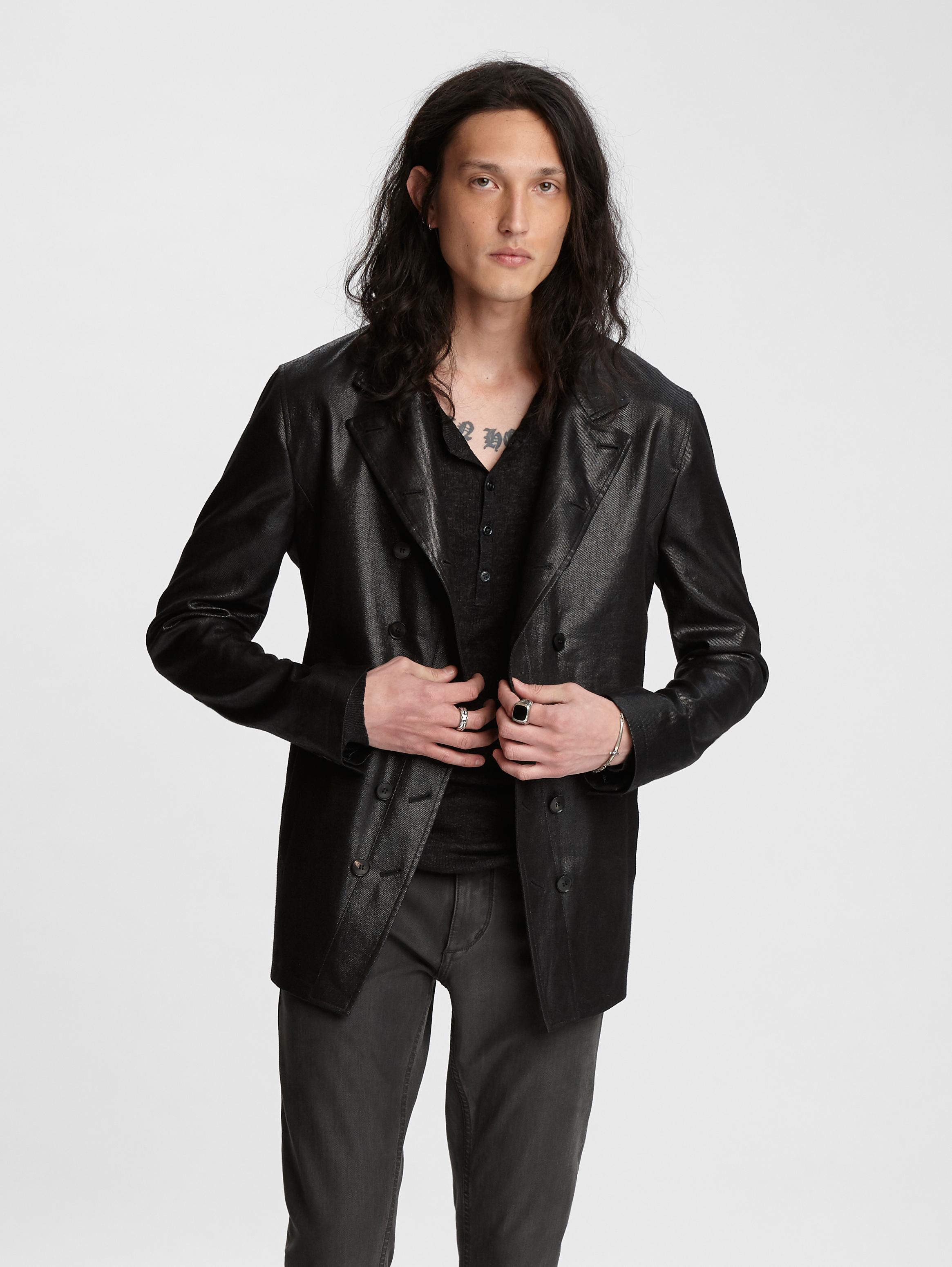 Download John Varvatos Linen Double-breasted Jacket in Black for ...