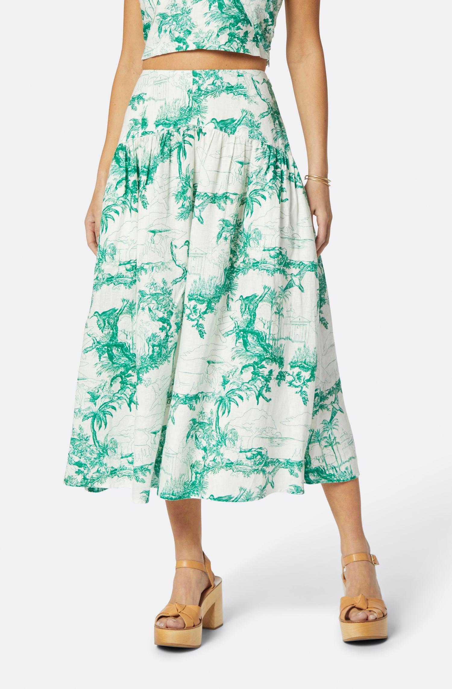 Joie Brixerley Midi Linen Skirt in Green | Lyst