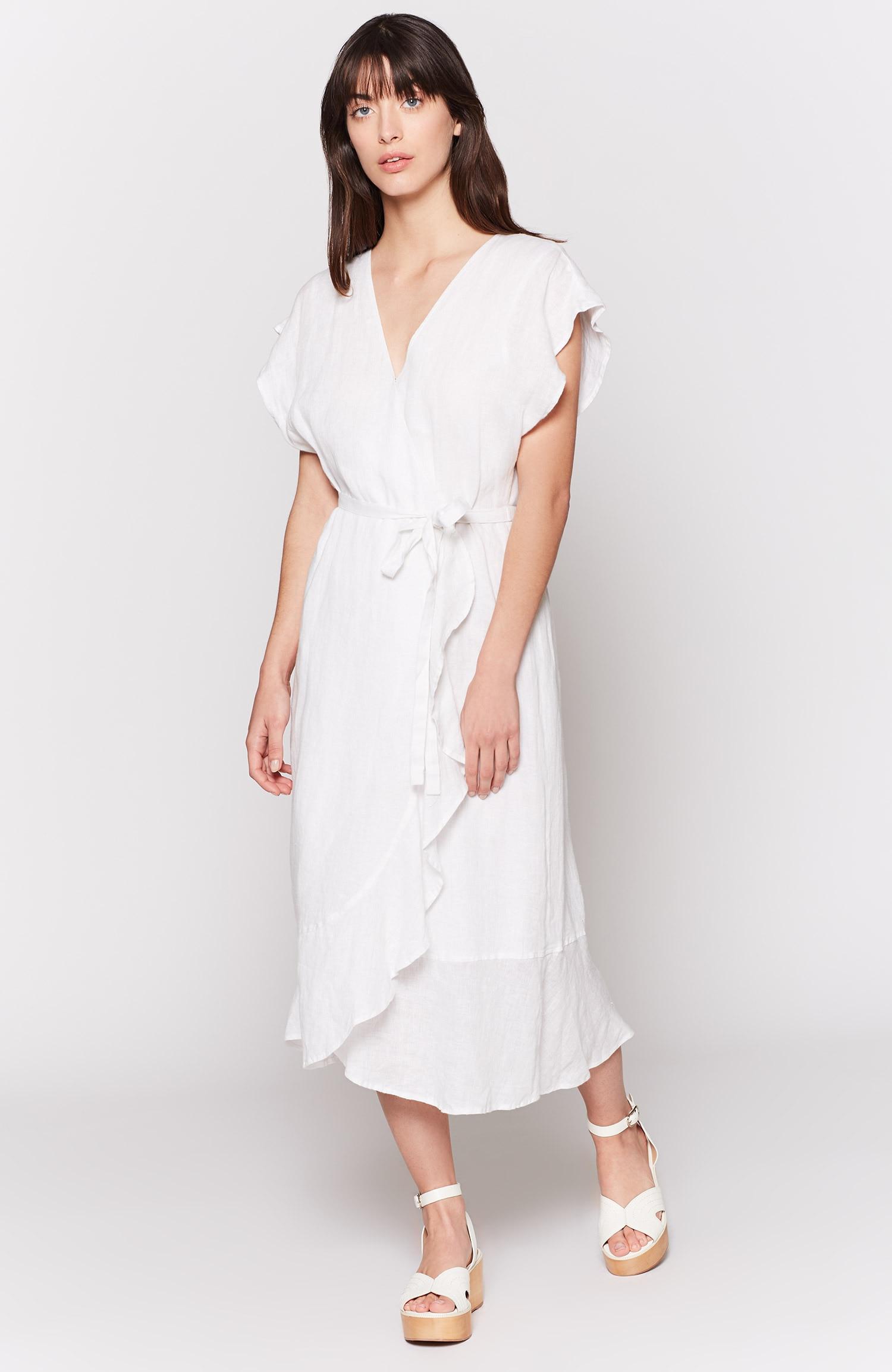 joie white linen dress