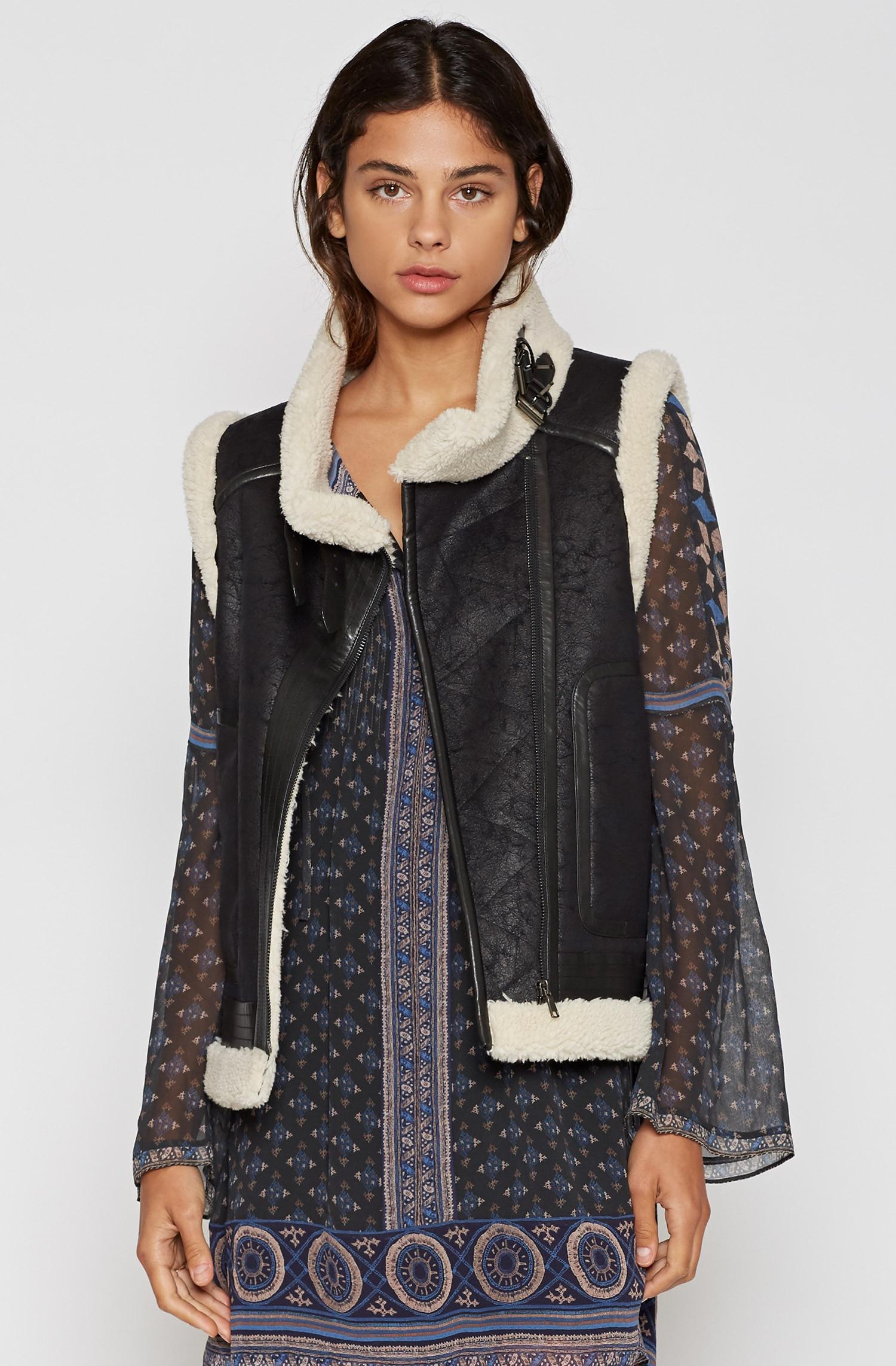 womens black danay faux leather vest