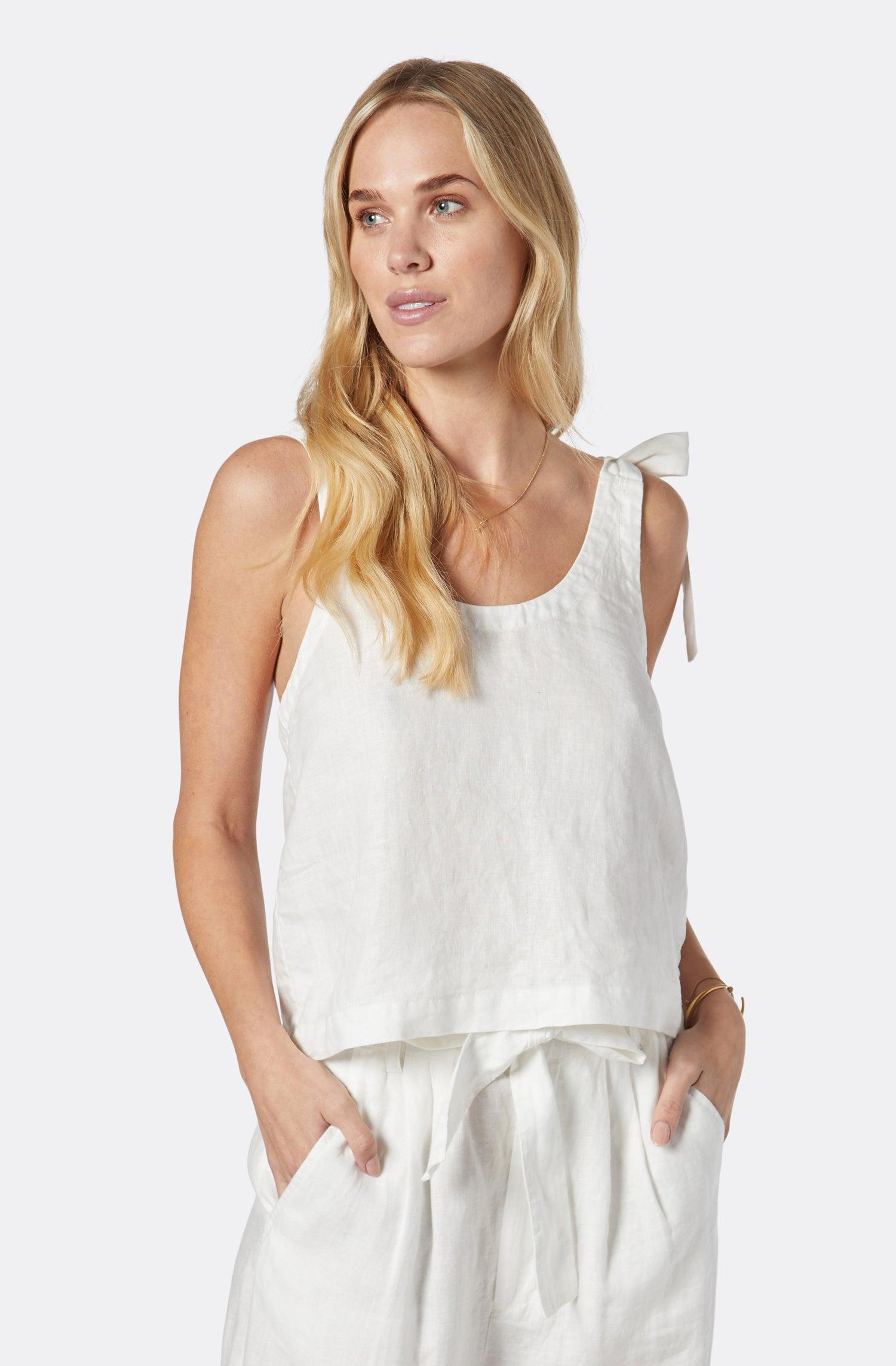 Joie Jina Linen Top in White | Lyst