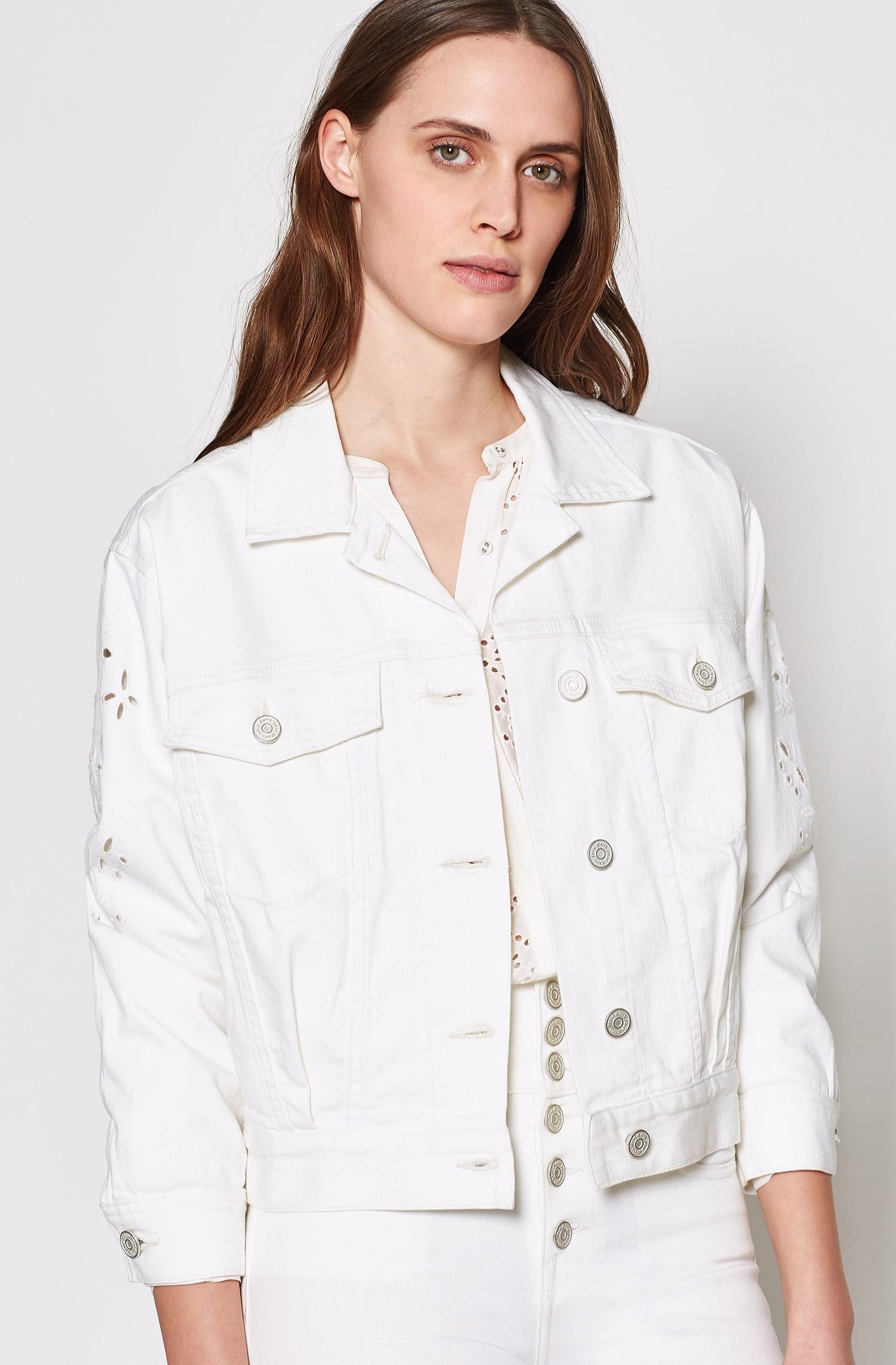 Joie Cotton Roslena Eyelet Jean Jacket in White Lyst