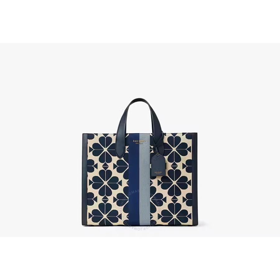 Kate Spade Flower Jacquard Stripe Manhattan Large Tote in Blue