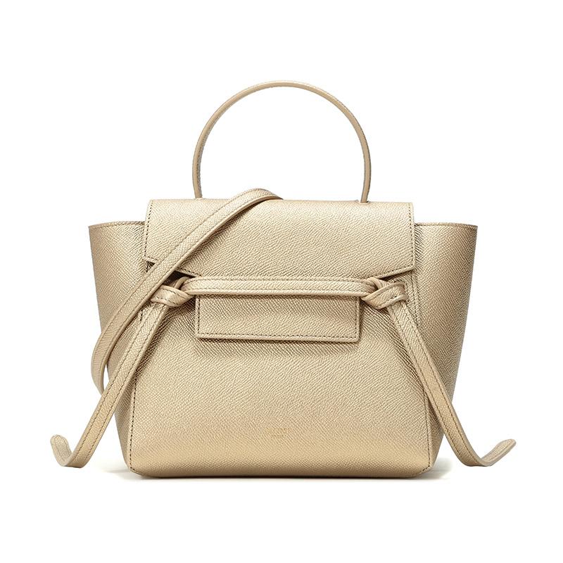 Celine Leather Ladies Nano Belt Bag In Laminated Calfskin In Gold Tone Metallic Lyst