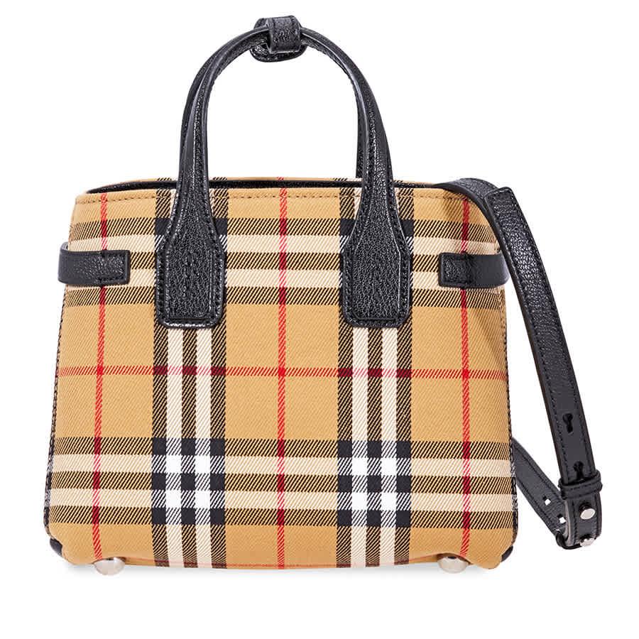 the baby banner in leather and vintage check