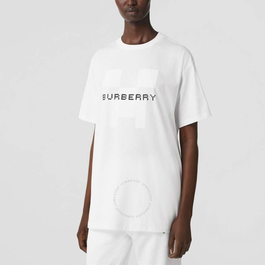 Tシャツ・カットソー BURBERRY White Cotton Oversize T-Shirt Burberry White oversized T-shirt with logo print - White