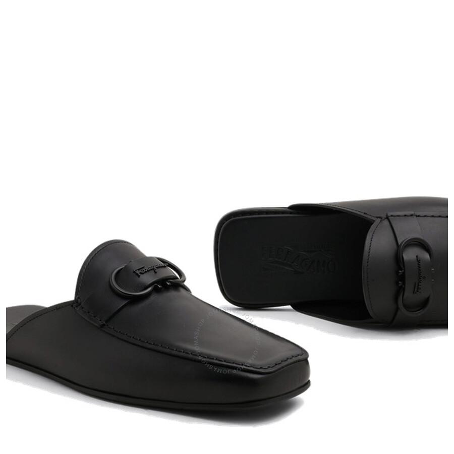Ferragamo Salvatore Leather Palinuro Gancini Mules in Black for Men Lyst Canada