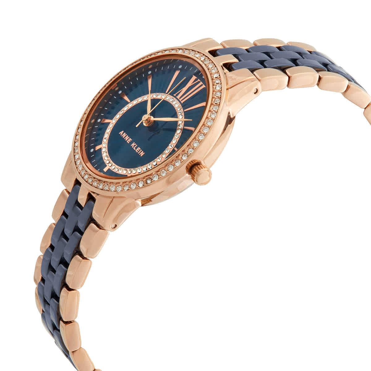 Anne Klein Quartz Crystal Navy Mother Of Pearl Dial Watch in Blue Lyst