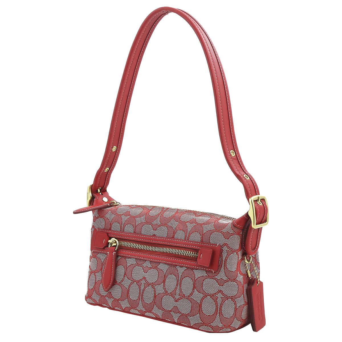 COACH Signature Jacquard Demi Shoulder Bag in Red | Lyst