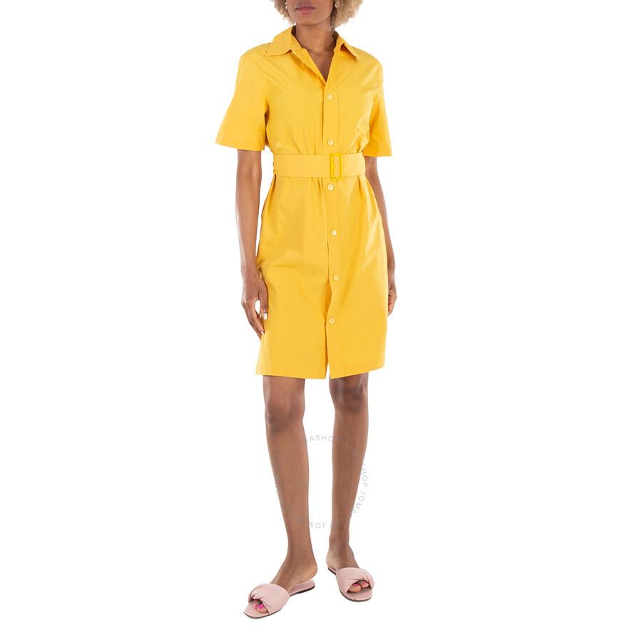 ワンピース Burberry Yellow Stretch Wool Blend Dress Burberry Women's Mustard Stretch Wool Blend Dress In Yellow