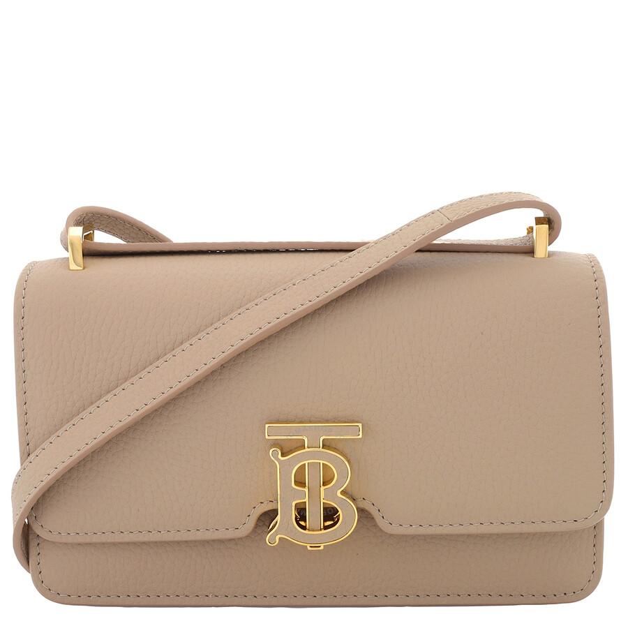 Burberry Oat Grainy Leather Mini Tb Bag in Natural Lyst UK