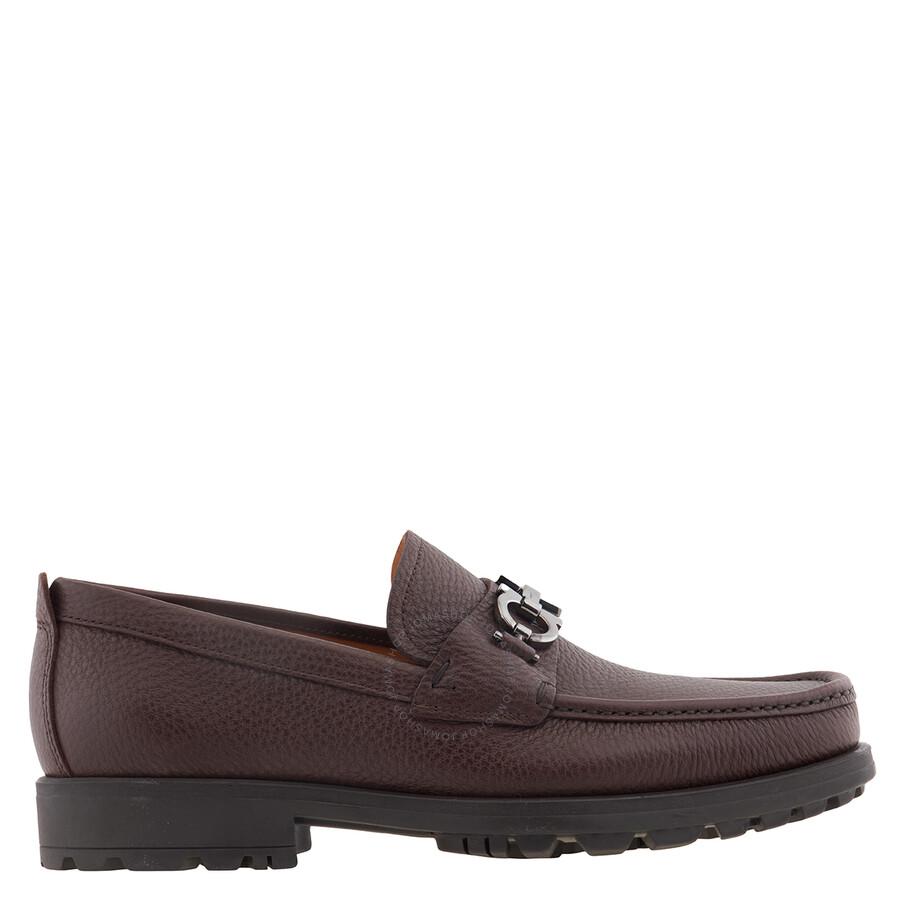 Ferragamo Men David Gancini Brown Leather Lug Sole Loafers Old Money Sz 9.5 Ferragamo David | eBay main image 2