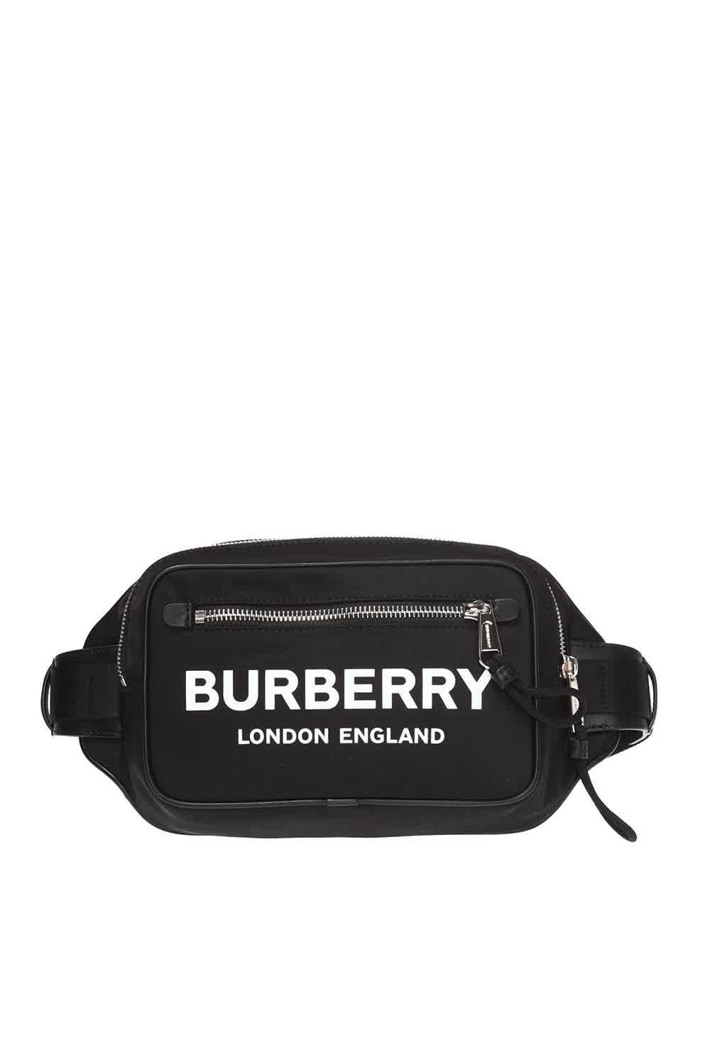 Burberry Synthetic Black Logo Print Nylon Bum Bag - Lyst