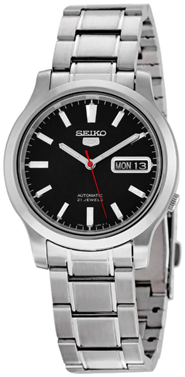 seiko series 5 automatic black dial men's watch