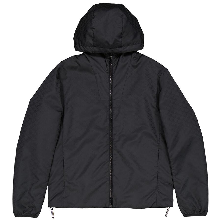 Emporio Armani Jacquard Monogram Hooded Nylon Blouson Jacket in 