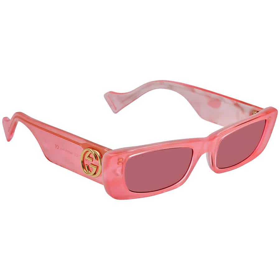 Gucci Rectangular Sunglasses In Neon Pink Acetate With Pink Lenses | Lyst