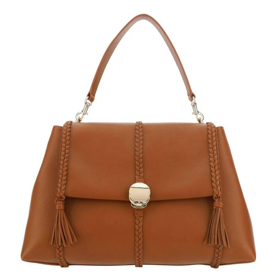 Chloé Grained Bull Leather Large Penelope Shoulder Bag in Brown | Lyst