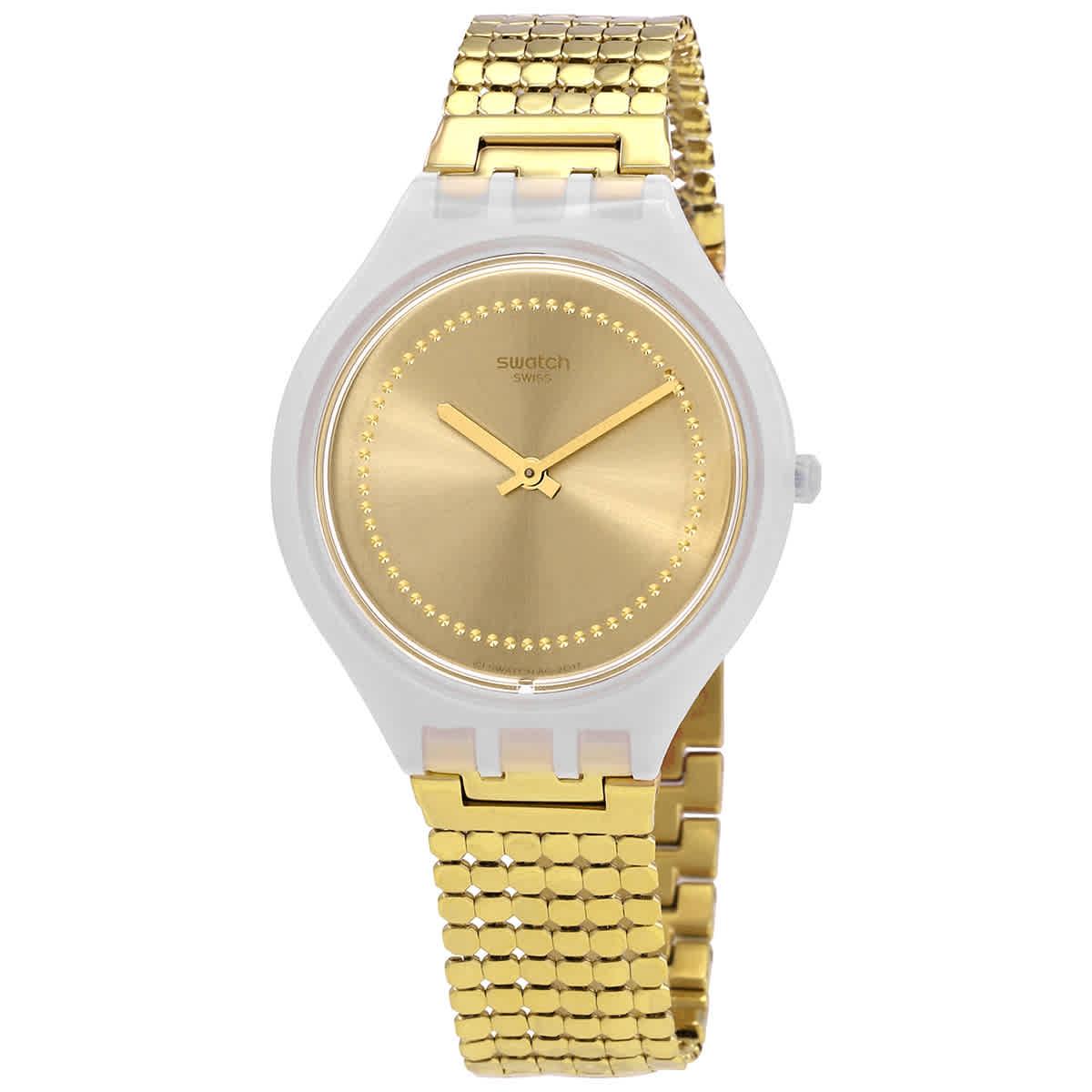 Swatch Skinglance L Quartz Gold Dial Watch in Metallic Lyst