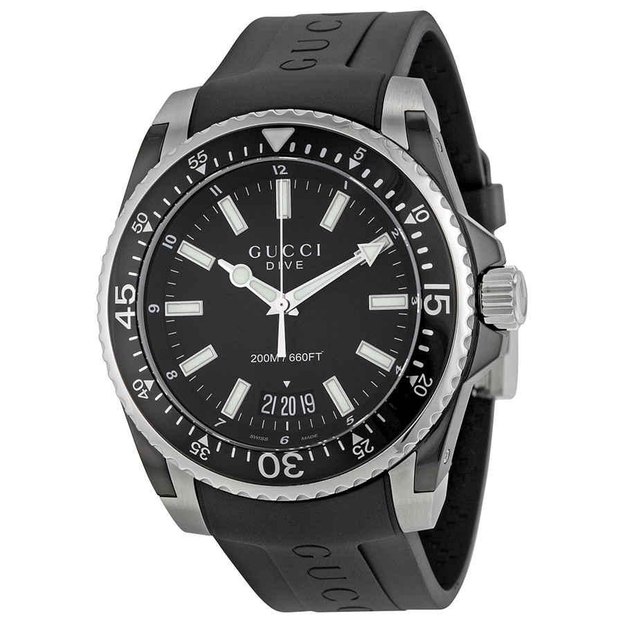 Gucci Ya136204 Men's Dive Date Rubber 